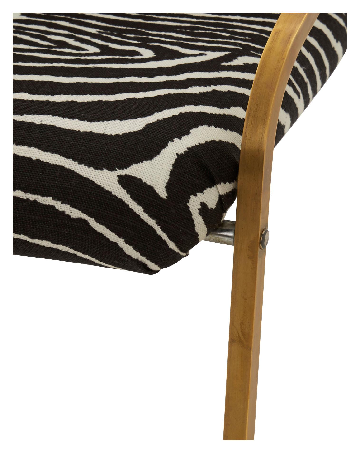 Mid-Century Modern Midcentury Brass Willy Rizzo Dining Chair Upholstered in Zebra Print Linen