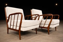 Fauteuils brésiliens du milieu du siècle par Rino Levi, bois dur et bouclettes, années 1960