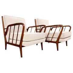 Mid-Century Brazilian Armchairs by Rino Levi, Hardwood & Boucle, 1960s