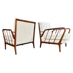 Mid-Century Brazilian Armchairs by Rino Levi, Hardwood & Boucle, 1960s