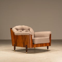 Sedia da salotto brasiliana di metà secolo in legno duro e ottone, anni '60