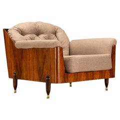 Chaise longue brésilienne du milieu du siècle en bois dur et laiton, années 1960