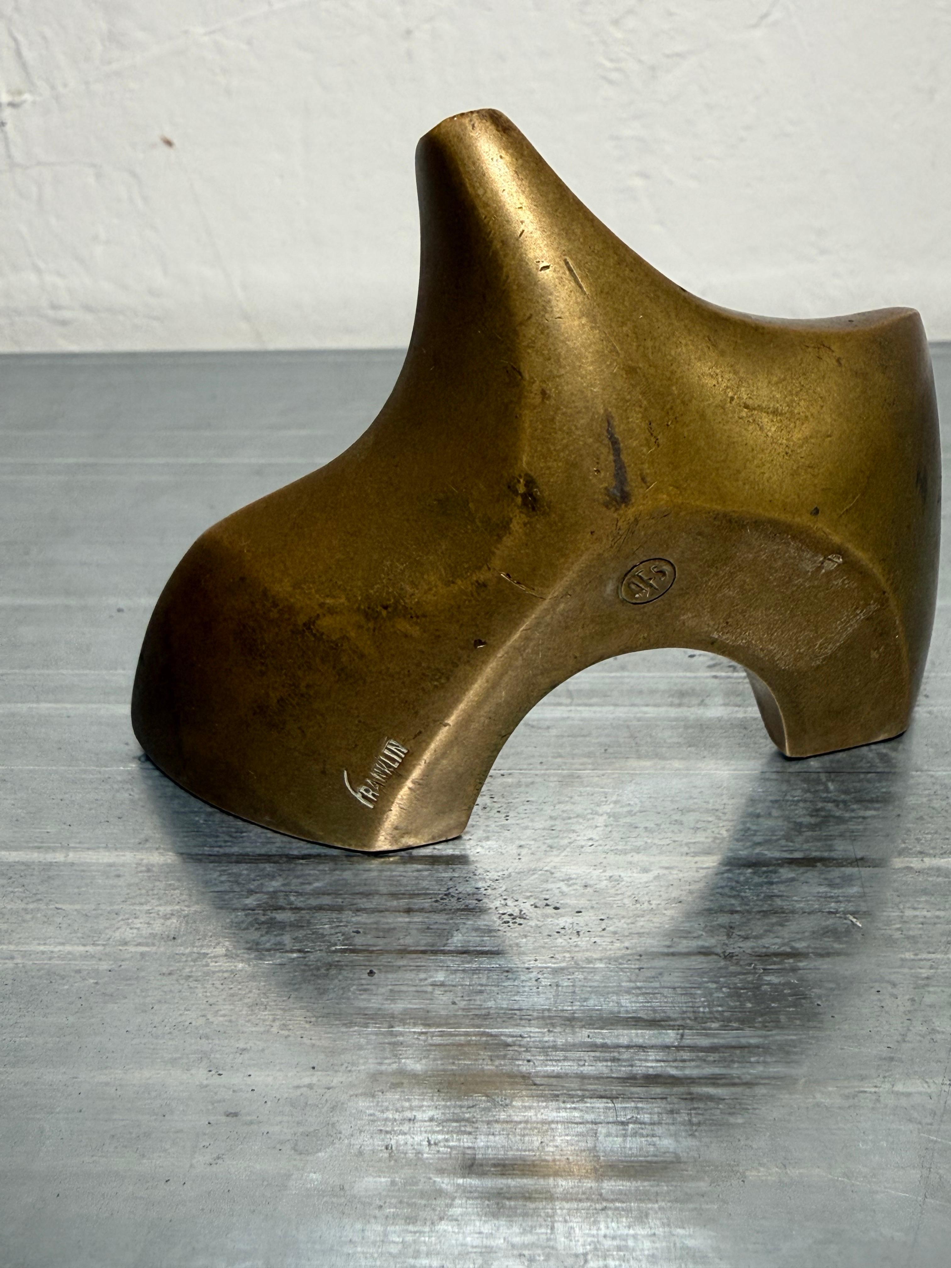 Mid-Century Brazilian Modern Abstract Bronze Sculpture by Franklin in vendita 4