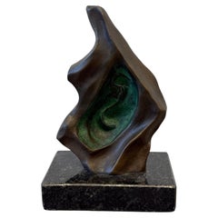 Mid-Century Brazilian Modern Abstract Bronze Sculpture on Granite Base, 1960s