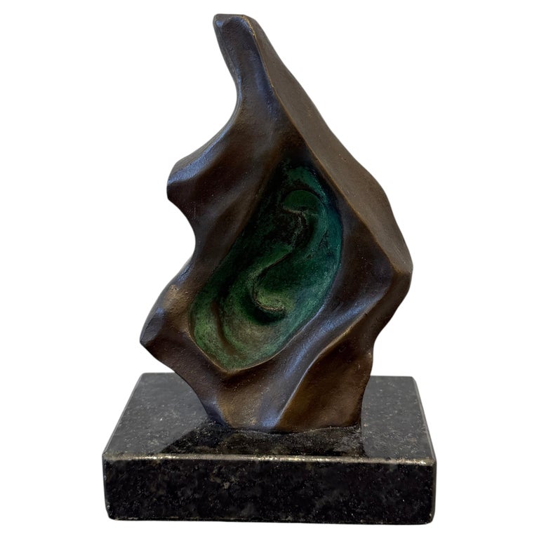 Mid-Century Brazilian Modern Abstract Bronze Sculpture on Granite Base, 1960s