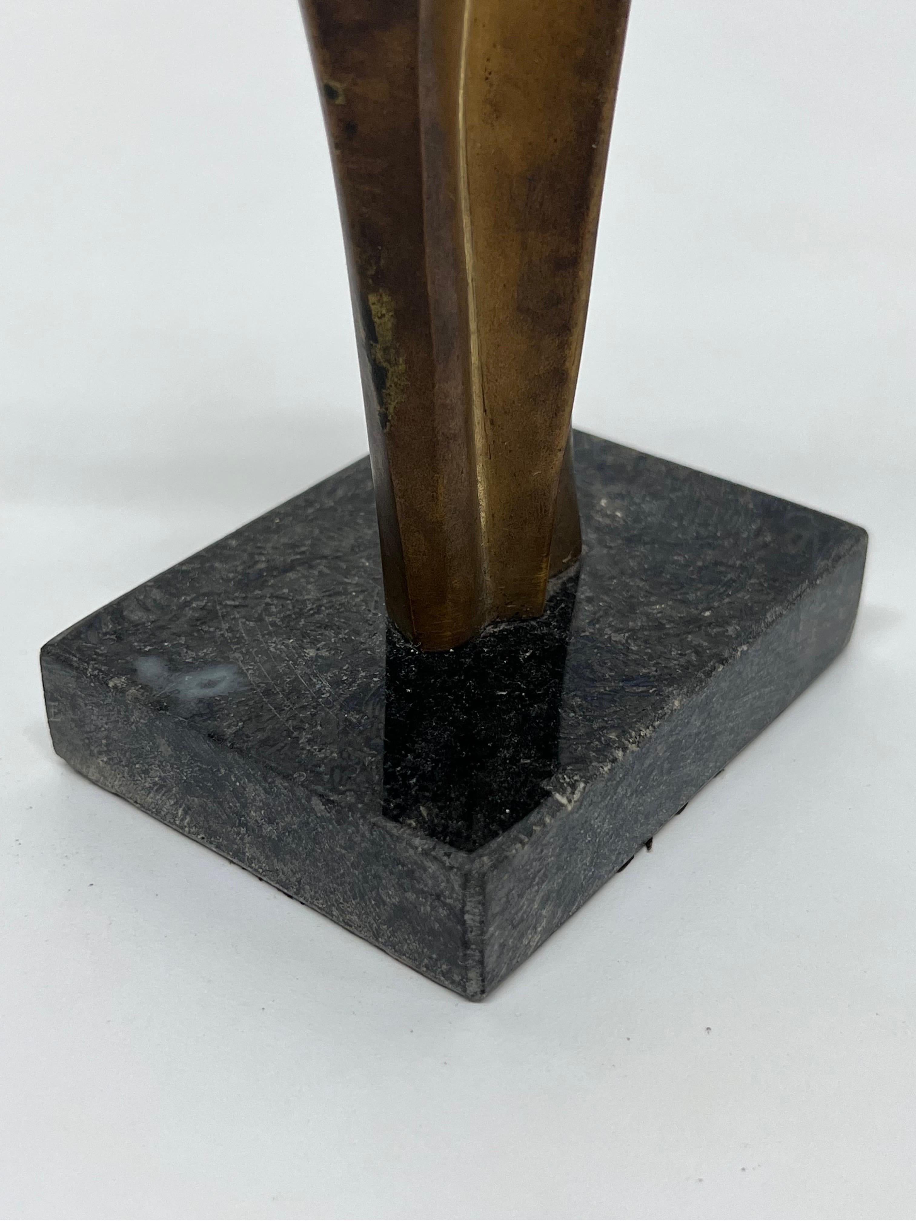 Mid-Century Brazilian Modern Abstract Bronze Sculpture on Granite Base 5