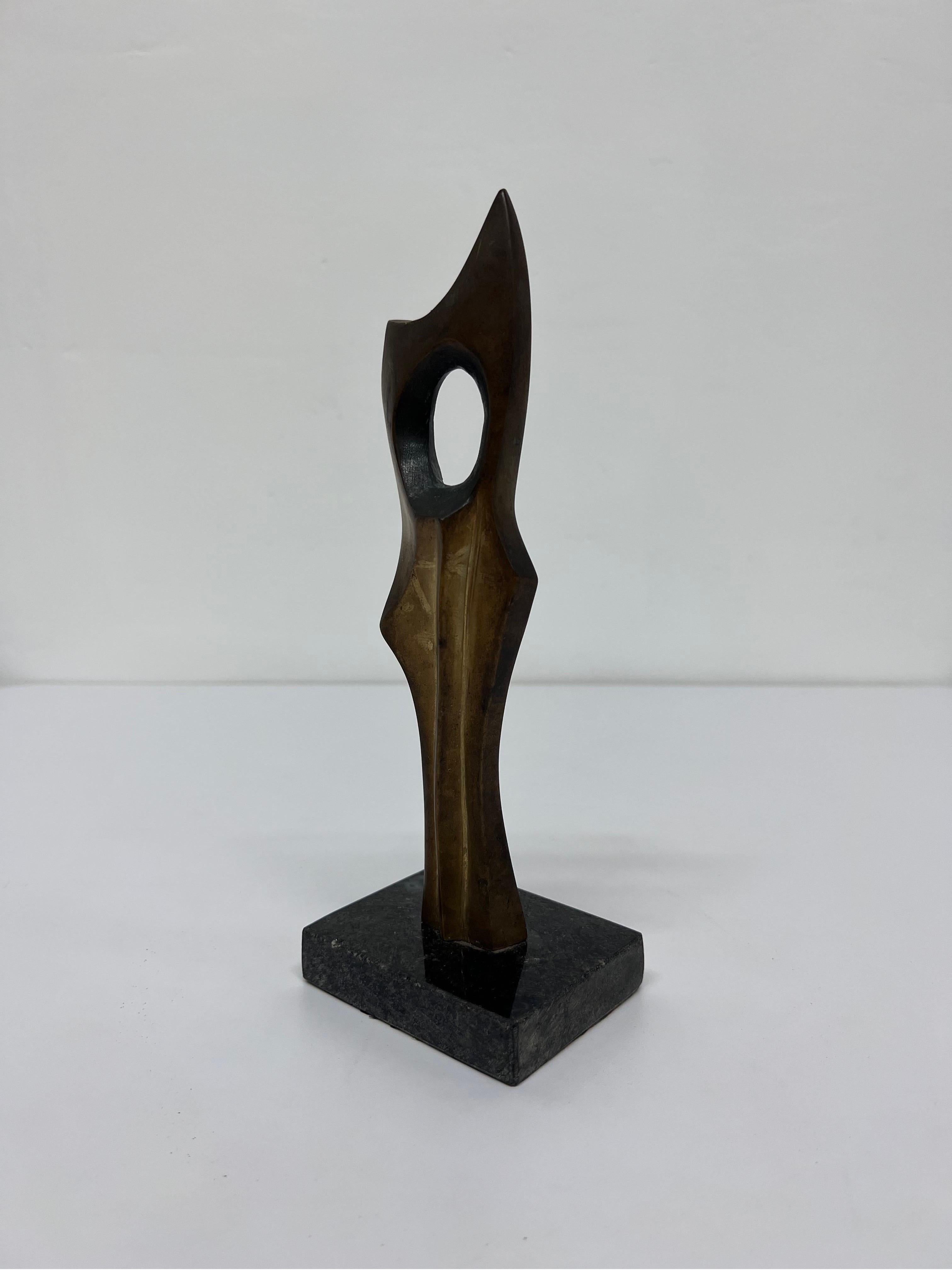 Mid-Century Modern Mid-Century Brazilian Modern Abstract Bronze Sculpture on Granite Base