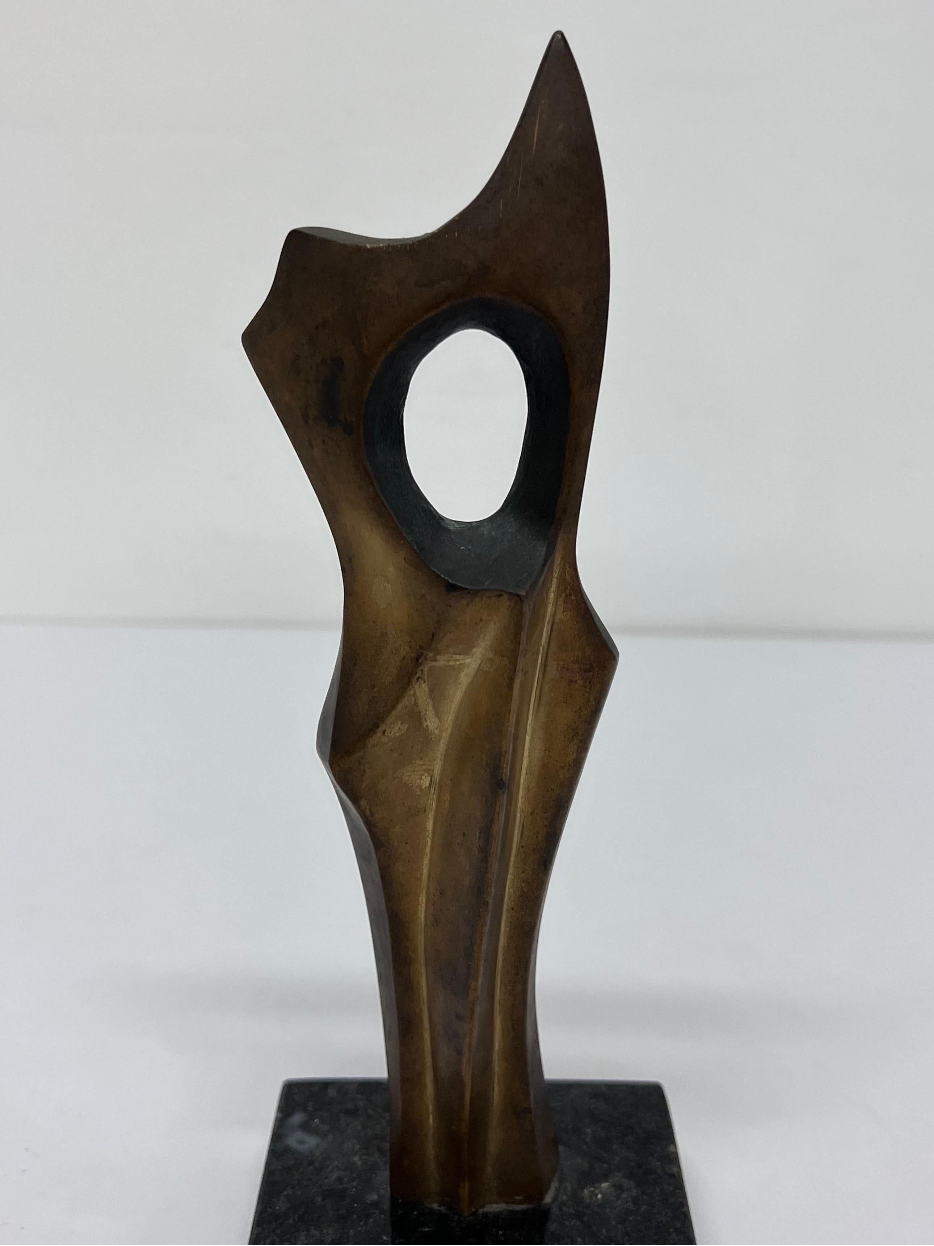 Mid-Century Brazilian Modern Abstract Bronze Sculpture on Granite Base 3