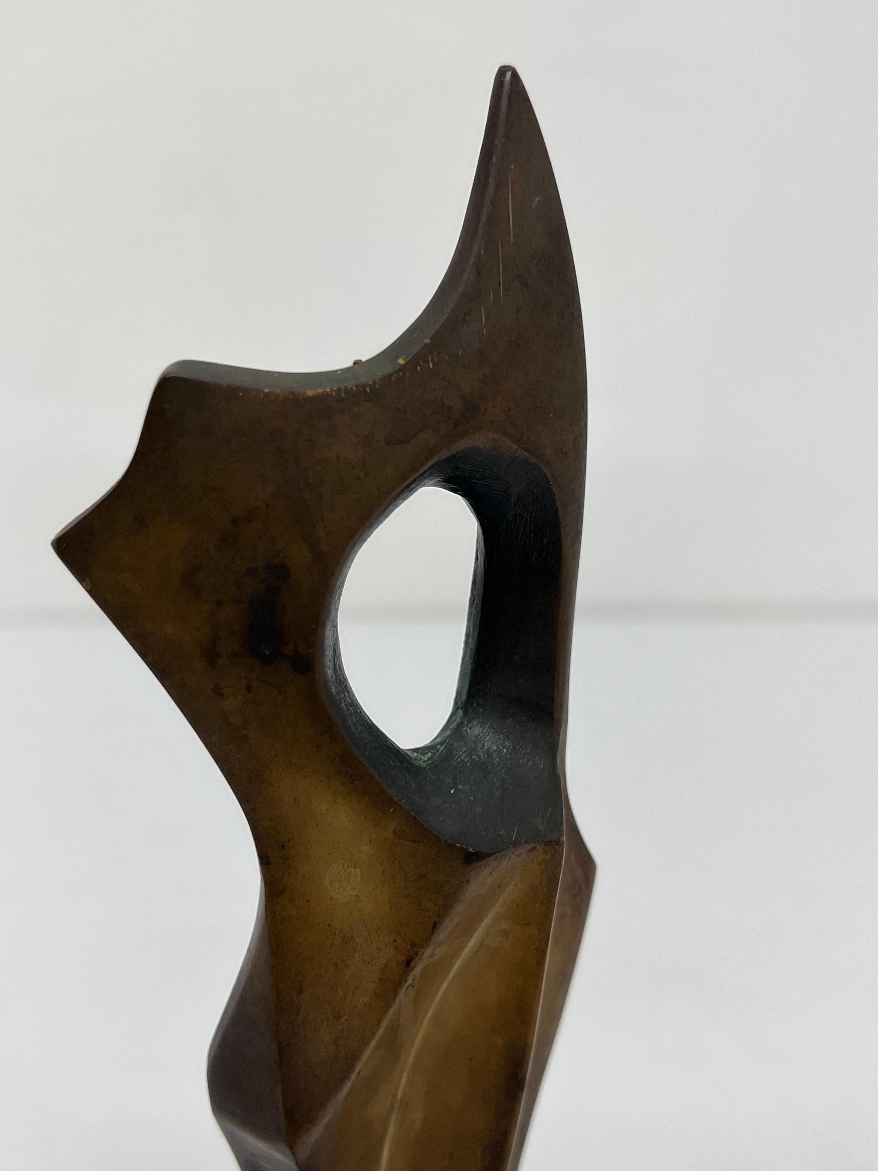 Mid-Century Brazilian Modern Abstract Bronze Sculpture on Granite Base 4