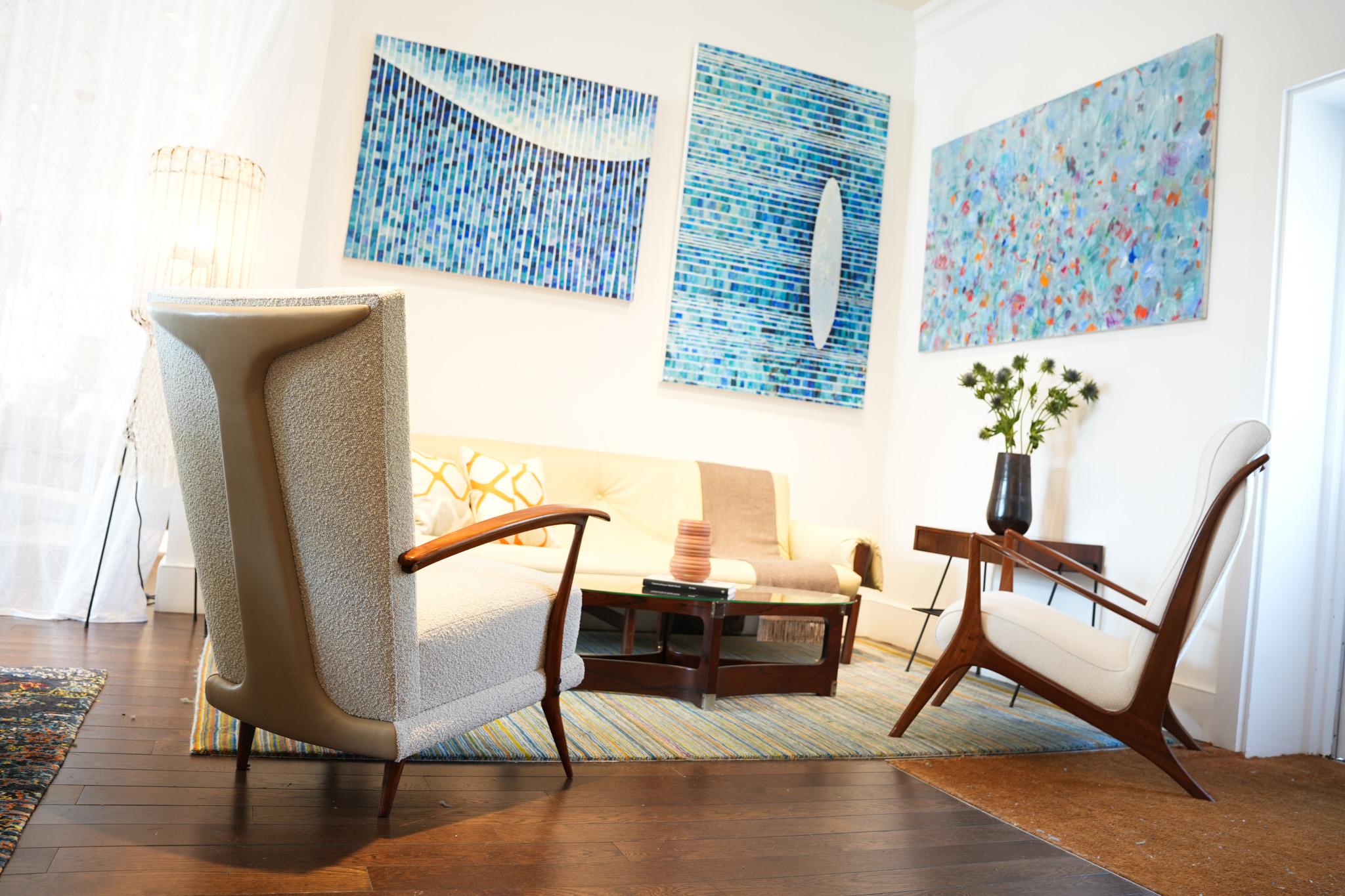 Mid-Century Brazilian Modern Armchair in Hardwood & Bouclé by John Graz, 1950’s 1
