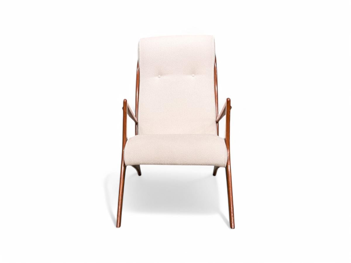 Mid-20th Century Mid-Century Brazilian Modern Armchair in Hardwood & Bouclé by John Graz, 1950’s For Sale