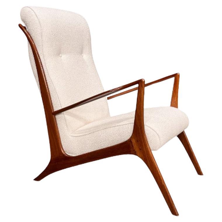 Mid-Century Brazilian Modern Armchair in Hardwood & Bouclé by John Graz, 1950’s For Sale