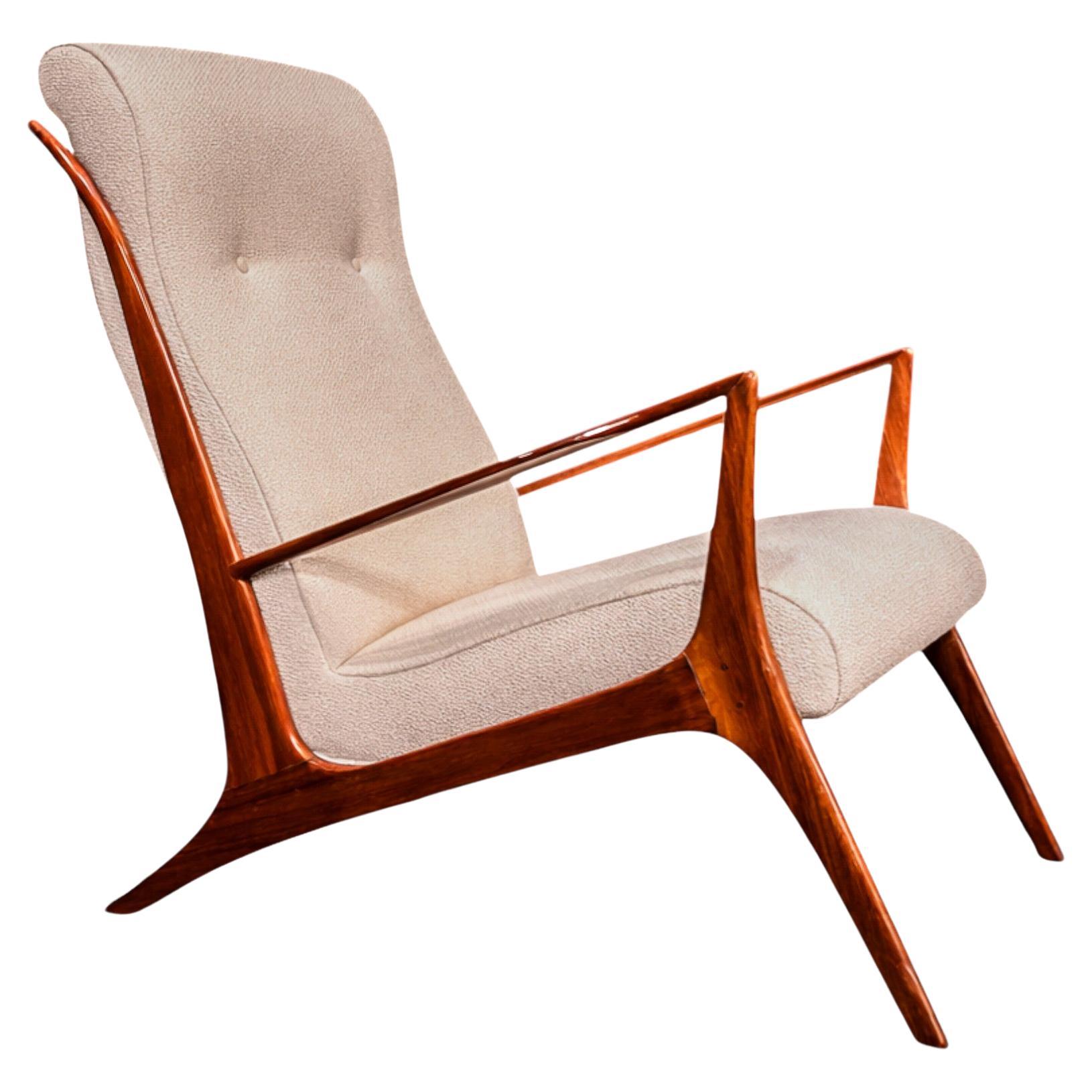 Mid-Century Brazilian Modern Armchair in Hardwood & Bouclé by John Graz, 1950’s