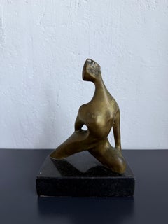 Mid-Century Brazilian Modern Bronze Female Sculpture on Granite Base, 1960s