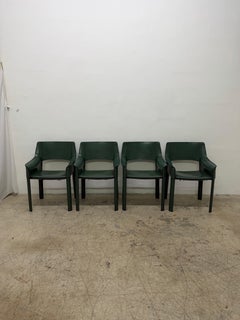 Mid-Century Brazilian Modern De Couro Leather Dining Armchairs - Set of Four
