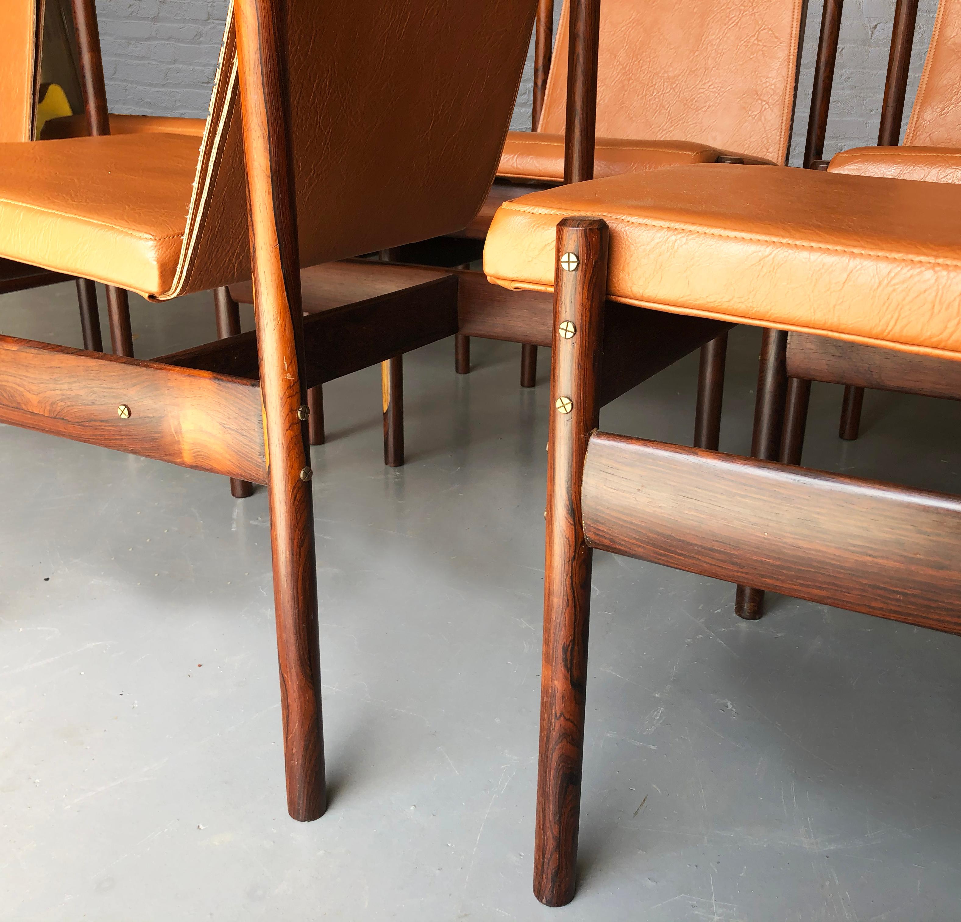 20th Century Mid Century Brazilian Modern hardwood dining Chairs by Novo Rumo For Sale