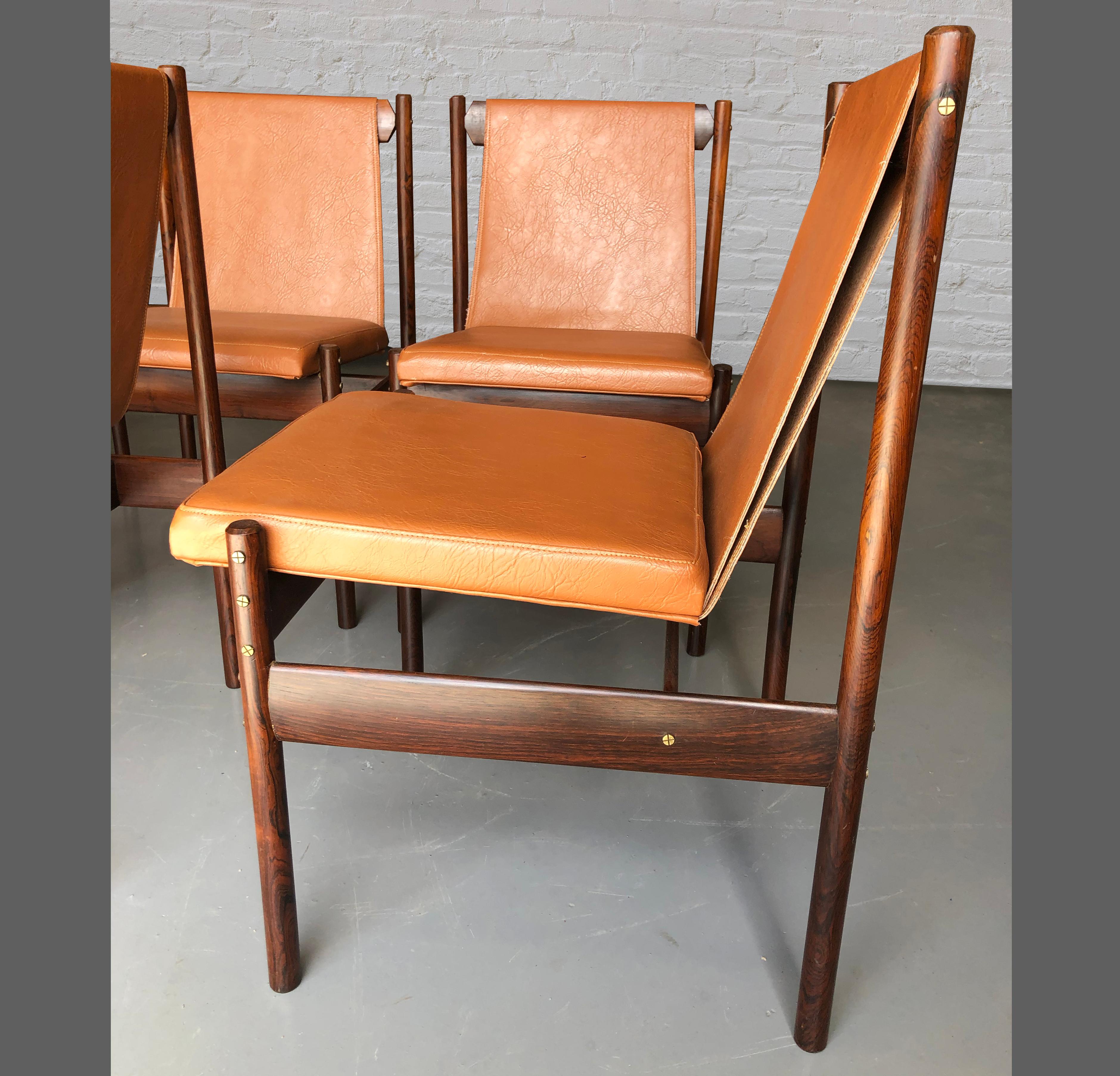 Hardwood Mid Century Brazilian Modern hardwood dining Chairs by Novo Rumo For Sale