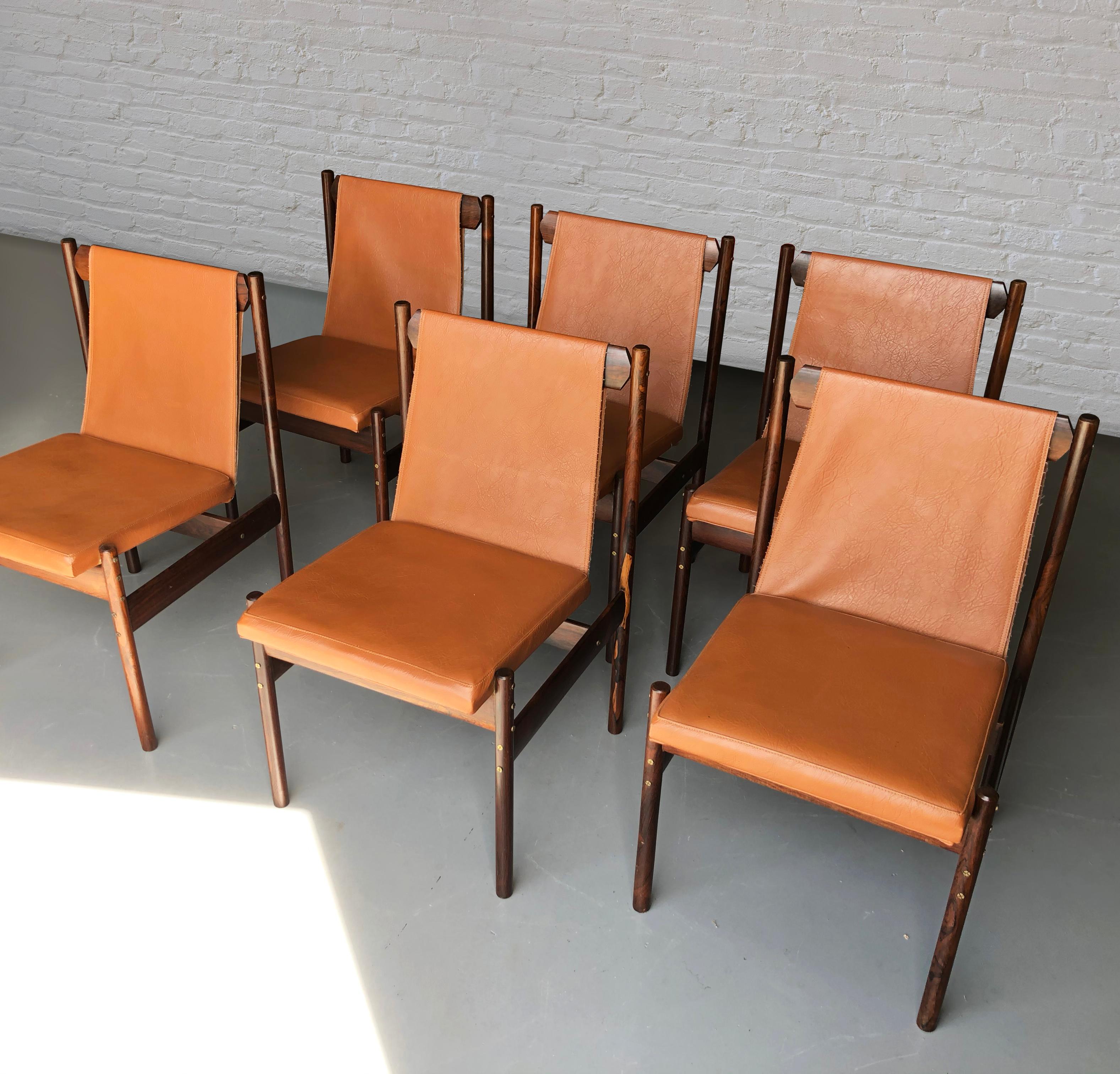 Mid Century Brazilian Modern hardwood dining Chairs by Novo Rumo For Sale 2