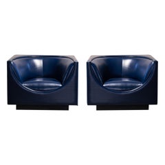 Mid-Century Brazilian Modern, Pair of Cubo Leather Armchairs, Jorge Zalszupin