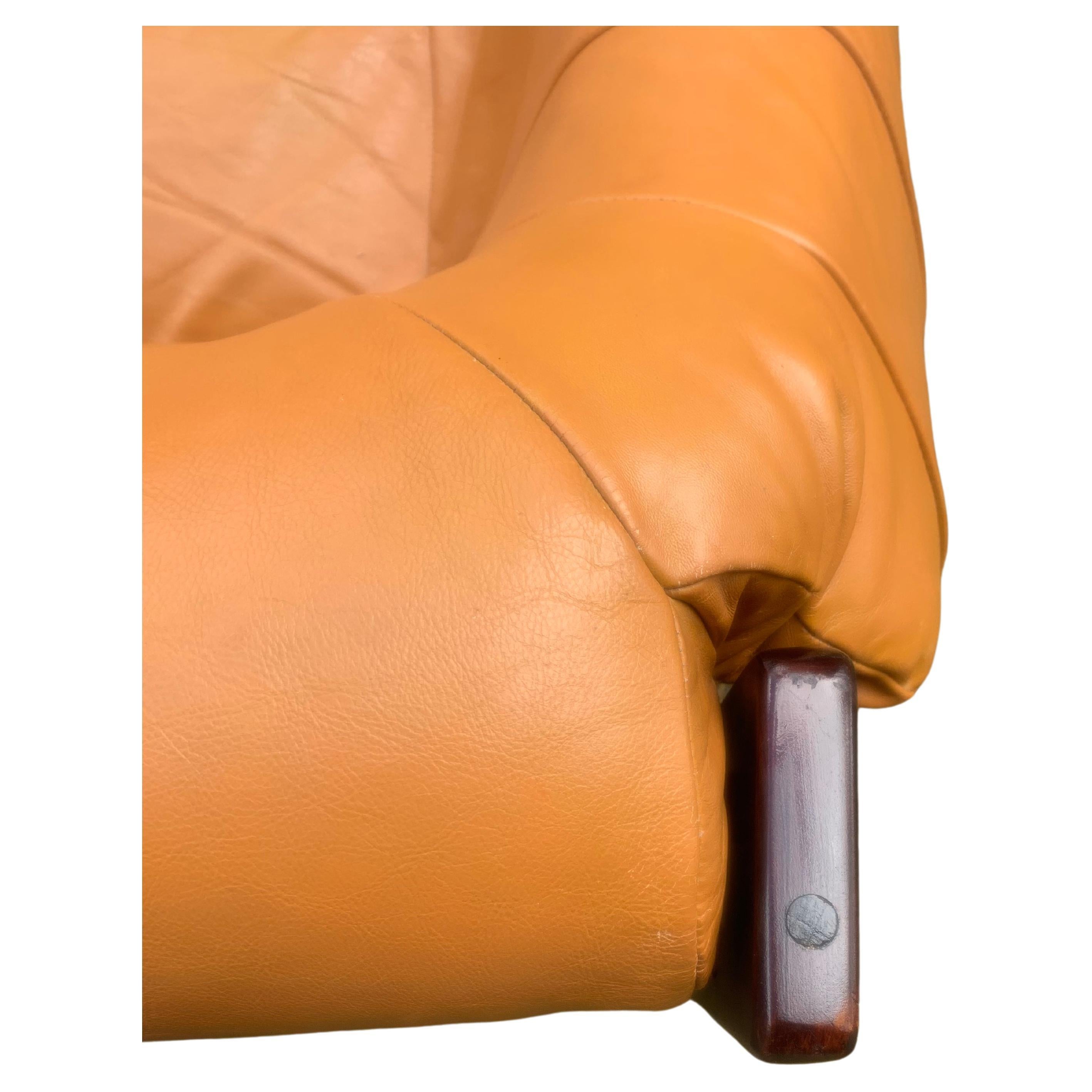 Mid-Century Modern Midcentury Brazilian Modern Percival Lafer MP-97 Sofa in Cognac Leather