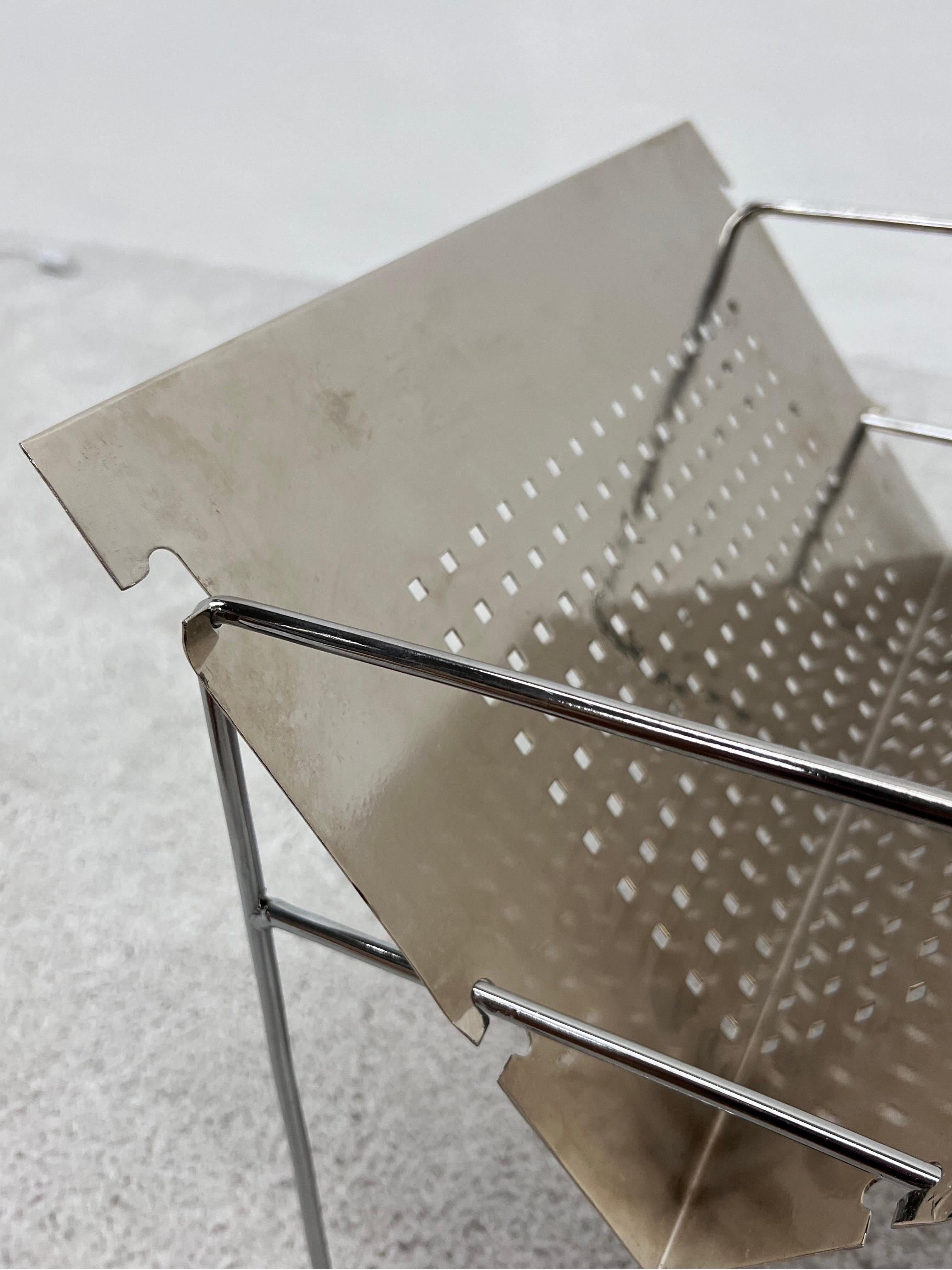 Mid-Century Brazilian Modern Perforated Chrome Magazine Rack, 1960s For Sale 4