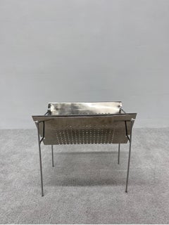 Mid-Century Brazilian Modern Perforated Chrome Magazine Rack, 1960s