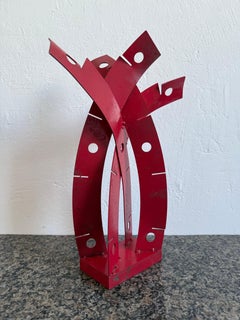 Mid-Century Brazilian Modern Red Lacquered Abstract Table Sculpture