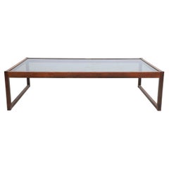 Mid Century Brazilian modern rosewood and smoked glass coffee table