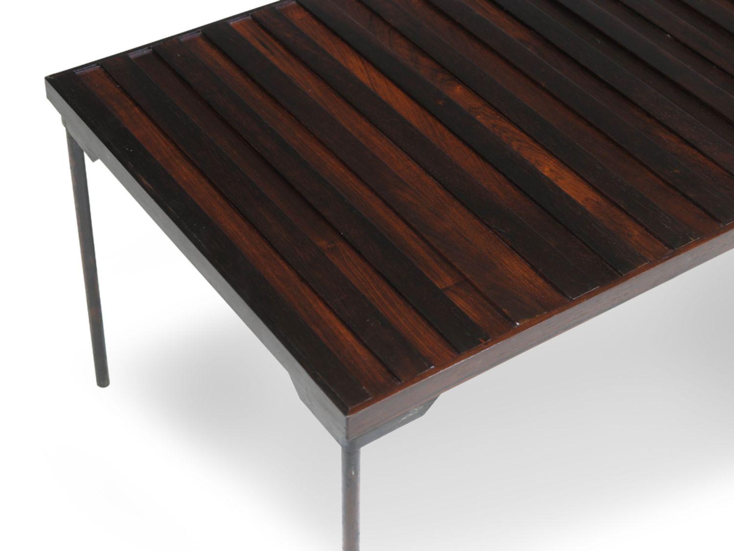 Mid-Century Modern Mid-century Brazilian Modern Rosewood Coffee Table With Iron Legs For Sale