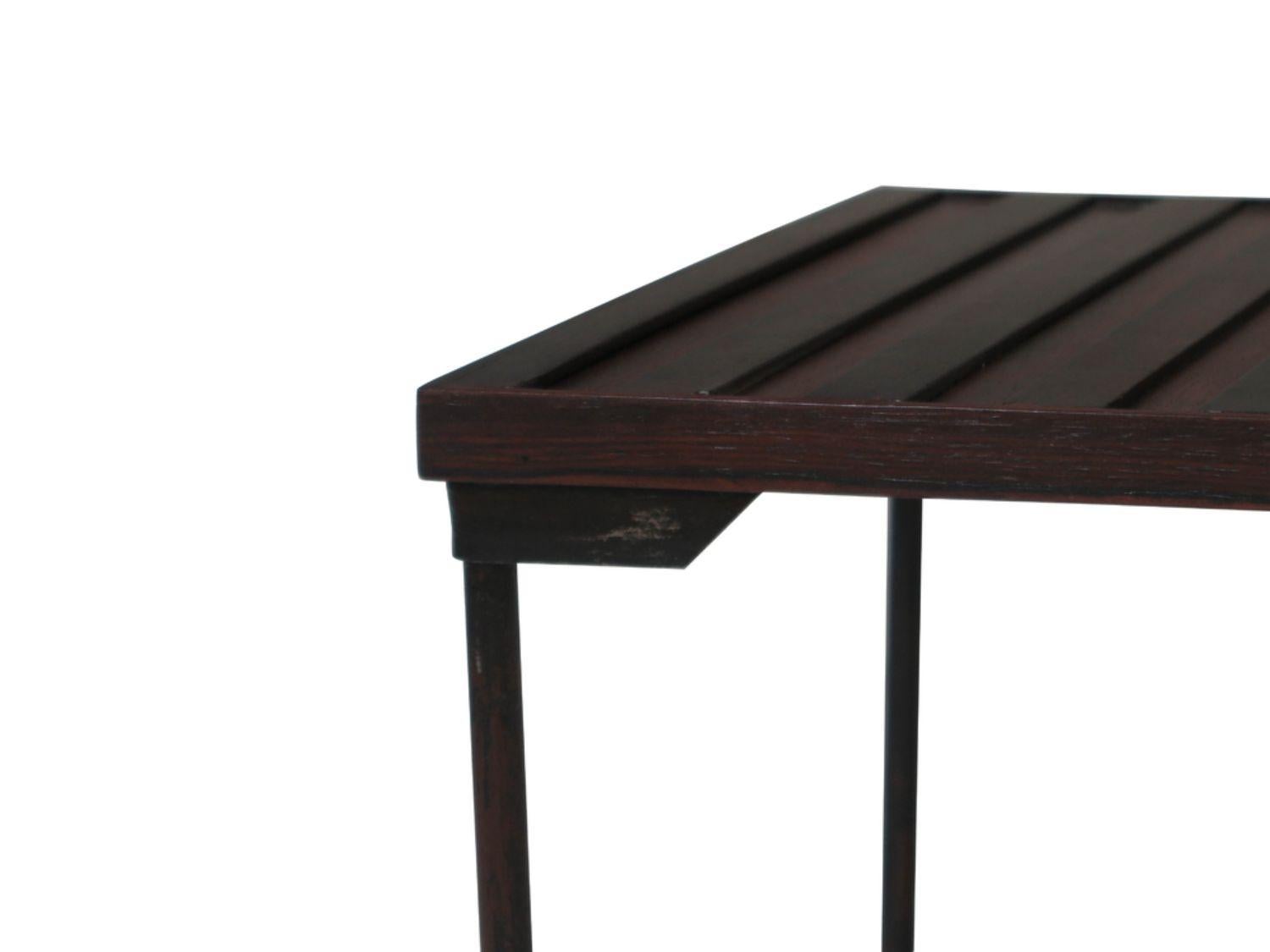 Mid-century Brazilian Modern Rosewood Coffee Table With Iron Legs For Sale 2