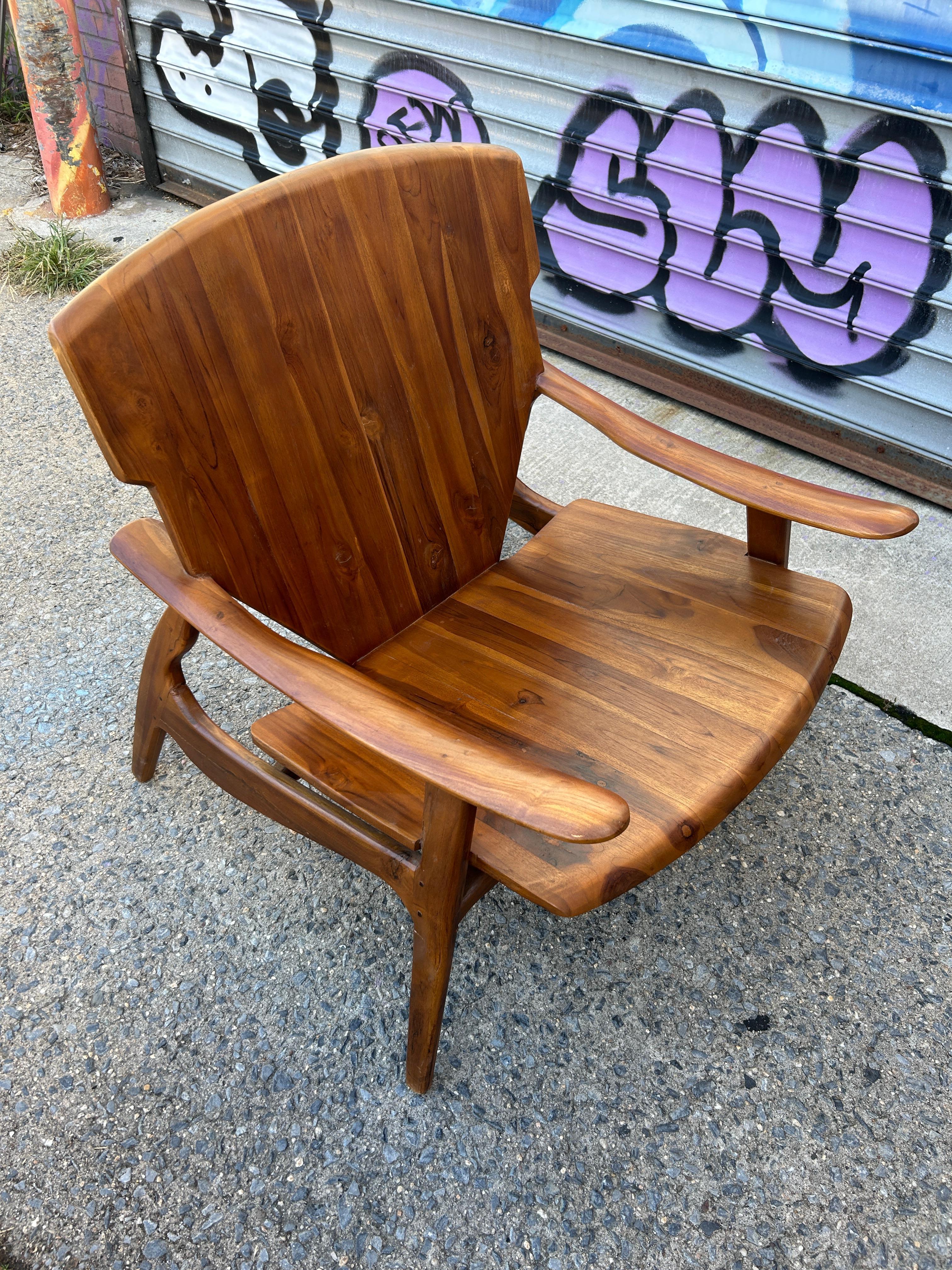 Mid century Brazilian Modern DIZ chair attributed to Sergio Rodrigues hardwood Lounge Chair - All solid exotic hardwood. No labels a modern production of the actual DIZ chair designed by Sergio Rodrigues. Made In Brazil. Located in Brooklyn NYC.
