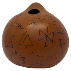 Mid-Century Brazilian Modern Stained Gourd with Hot Needle Point Figures