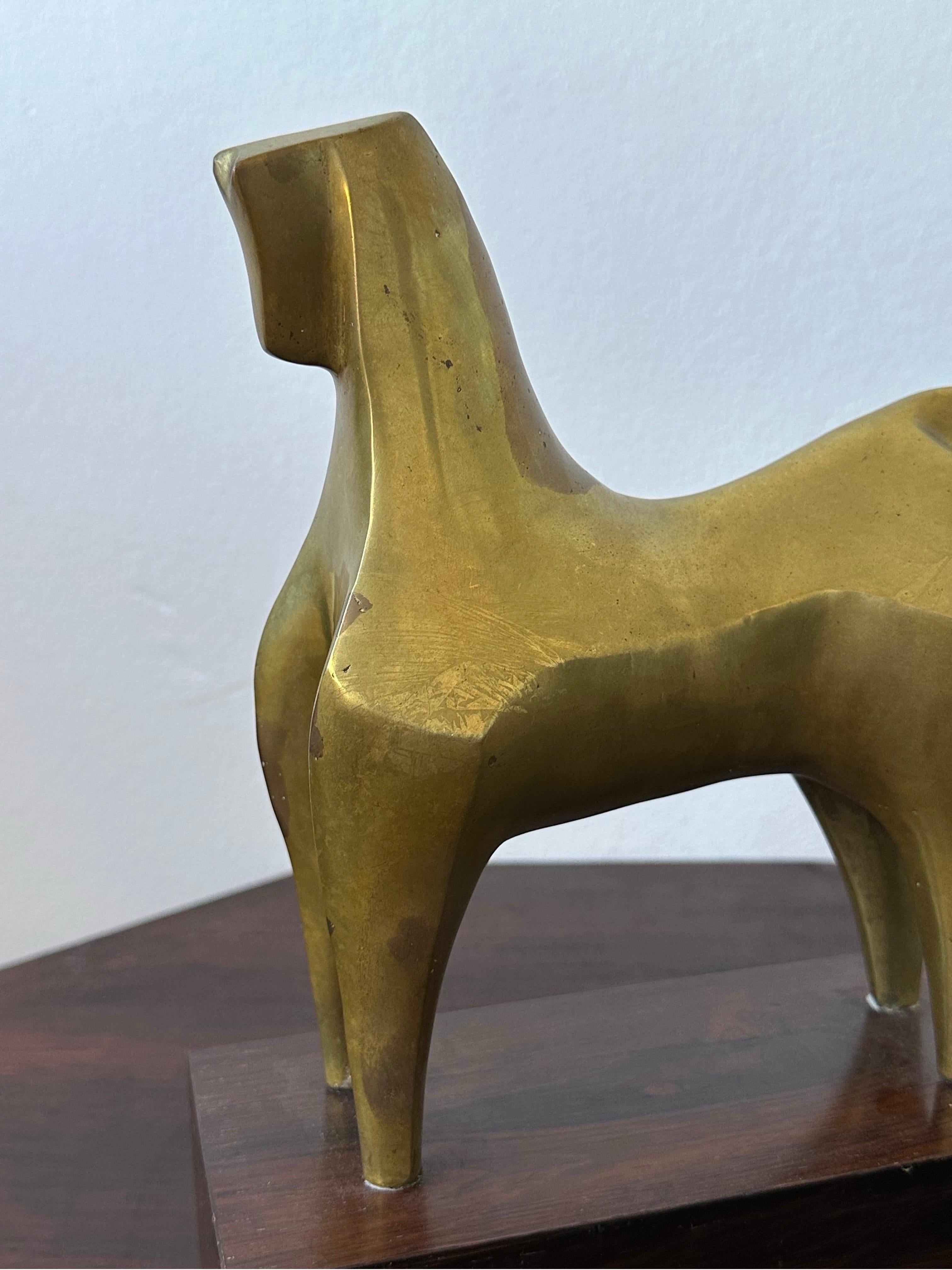 Mid-Century Brazilian Modernist Bronze Horse Sculpture on a Rosewood Base, 1960s For Sale 5