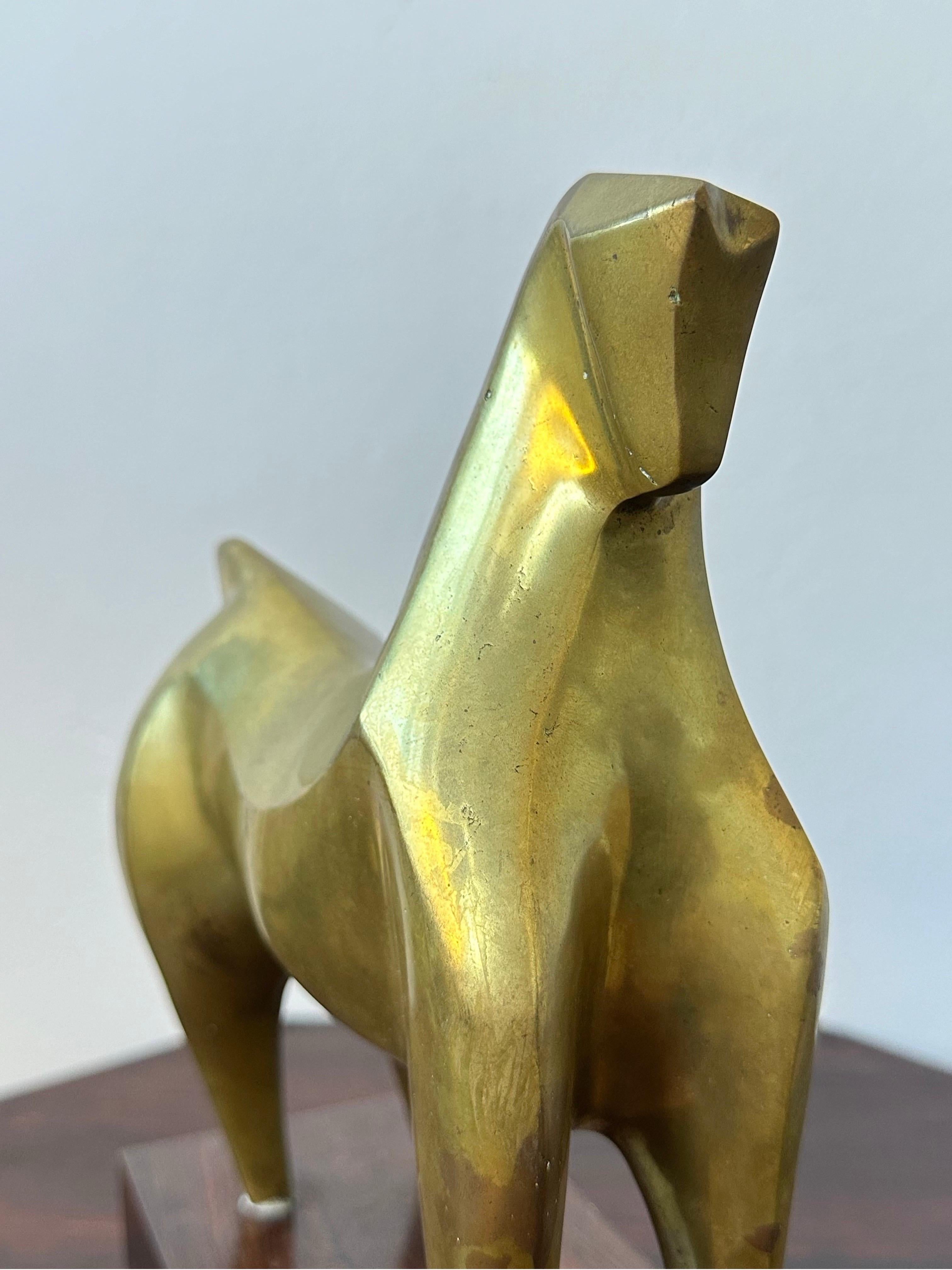 Mid-Century Brazilian Modernist Bronze Horse Sculpture on a Rosewood Base, 1960s For Sale 6