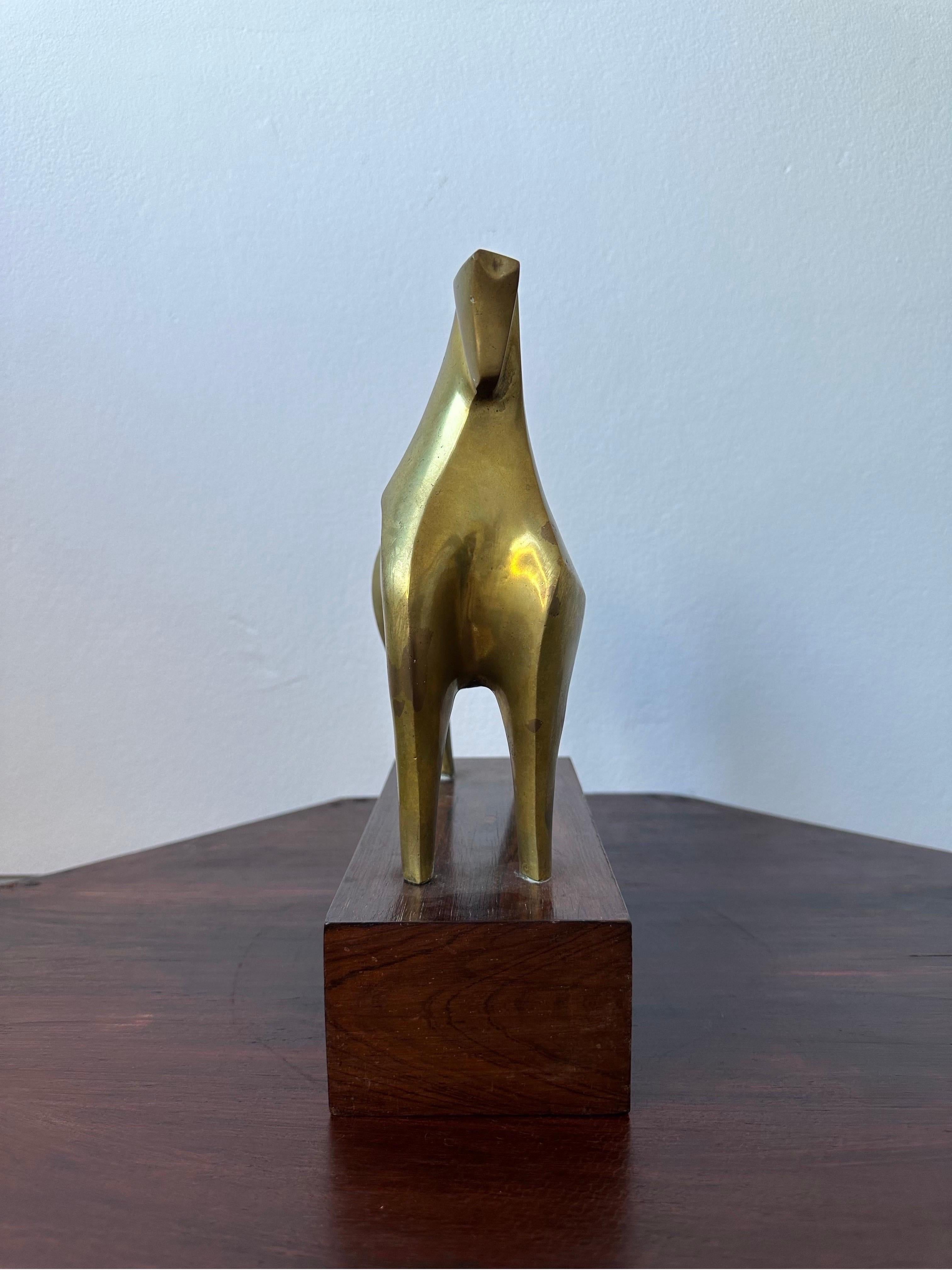 Mid-Century Modern Mid-Century Brazilian Modernist Bronze Horse Sculpture on a Rosewood Base, 1960s For Sale