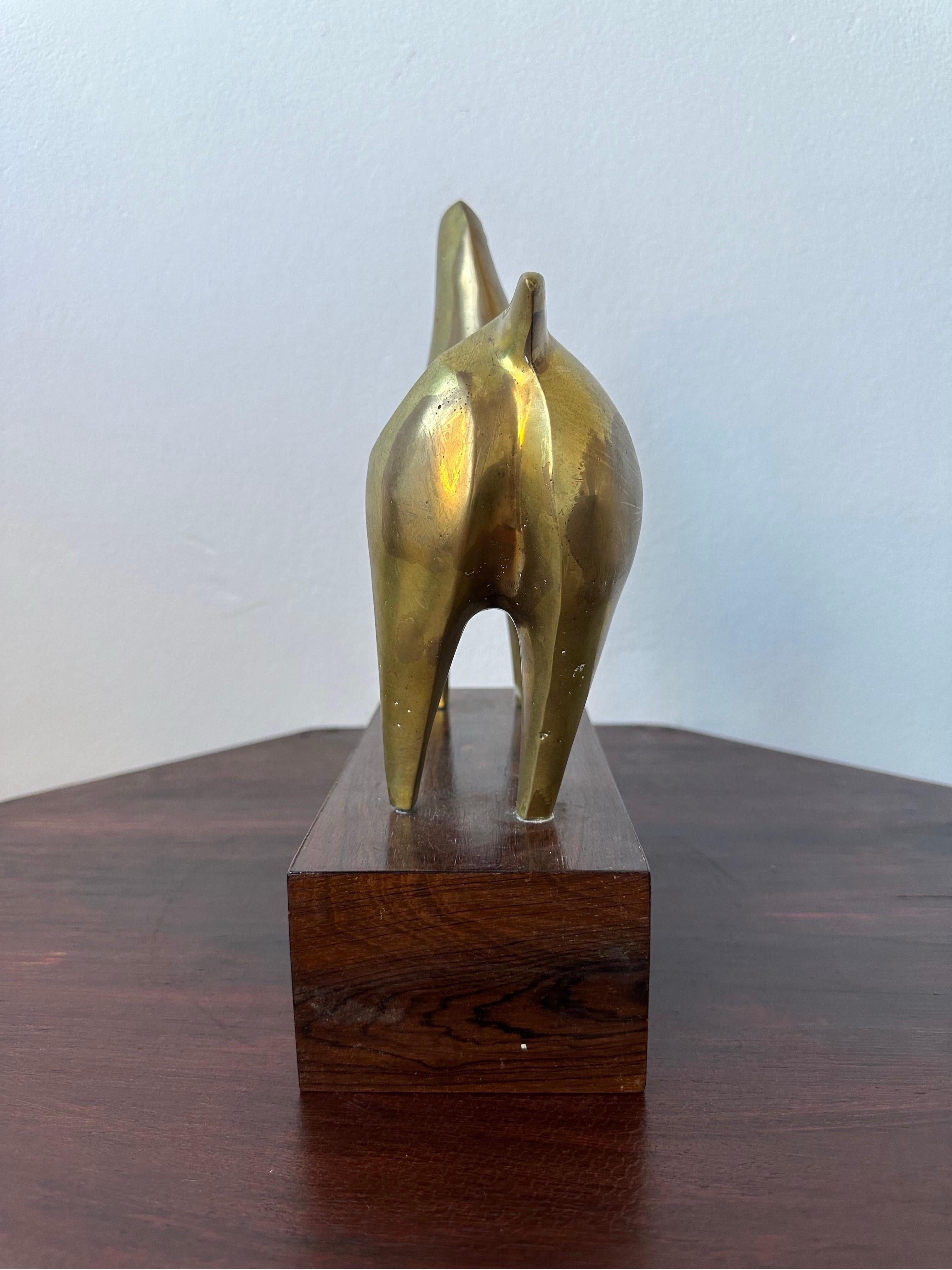 Mid-Century Brazilian Modernist Bronze Horse Sculpture on a Rosewood Base, 1960s For Sale 3