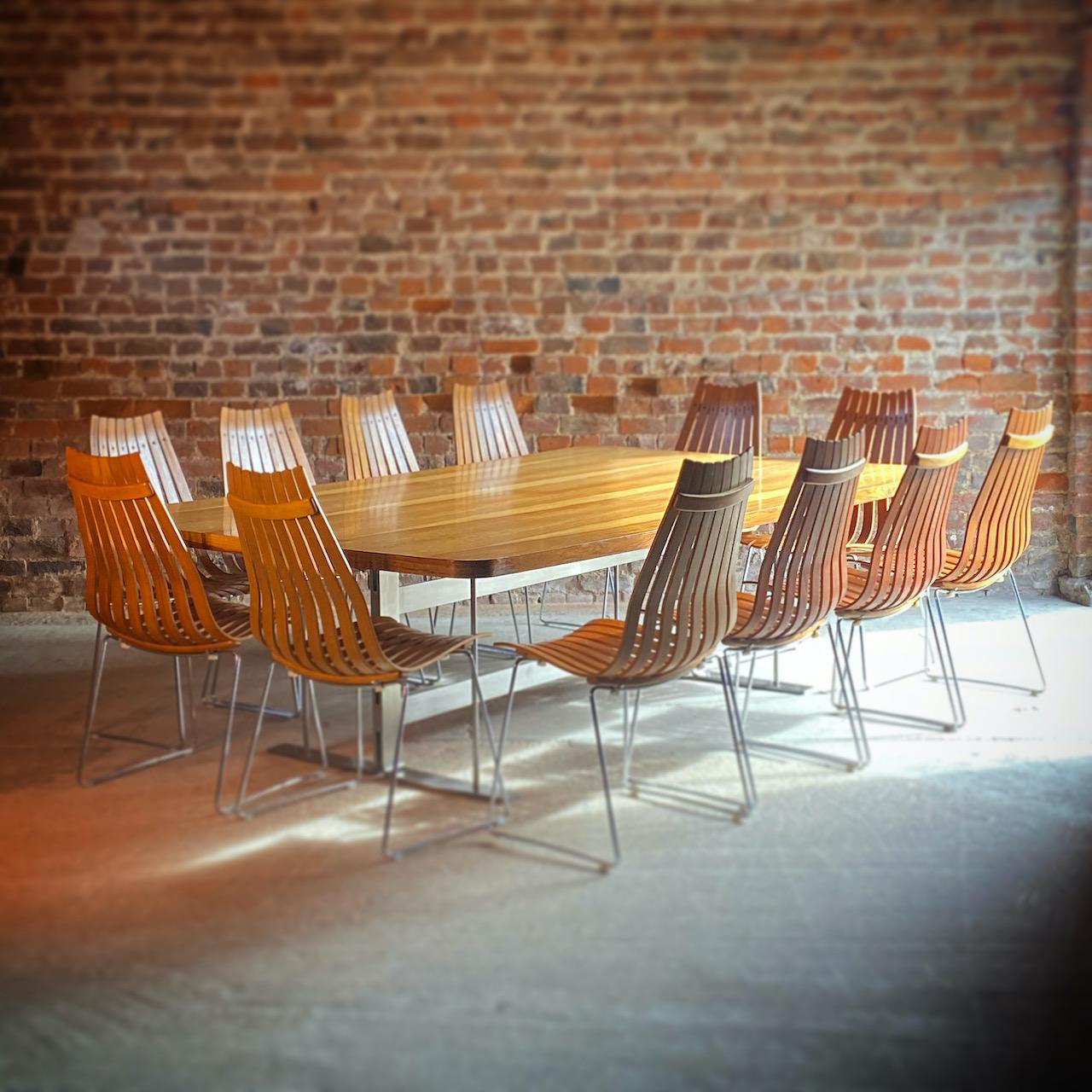 Late 20th Century Midcentury Brazilian Rosewood Conference Dining Table and 12 Scandia Chairs
