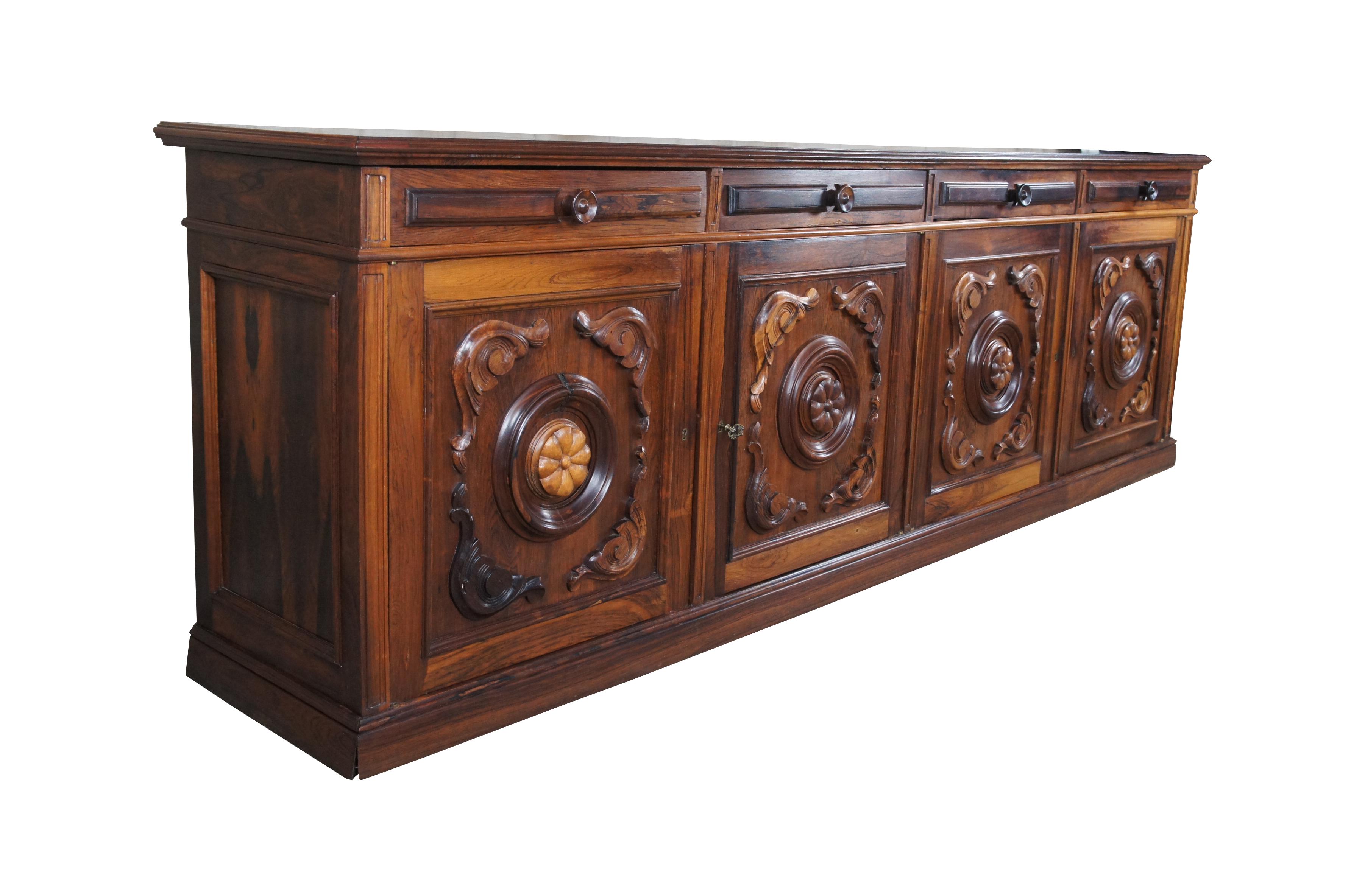Midcentury Brazilian Rosewood French Provincial Sideboard Console Credenza In Good Condition For Sale In Dayton, OH