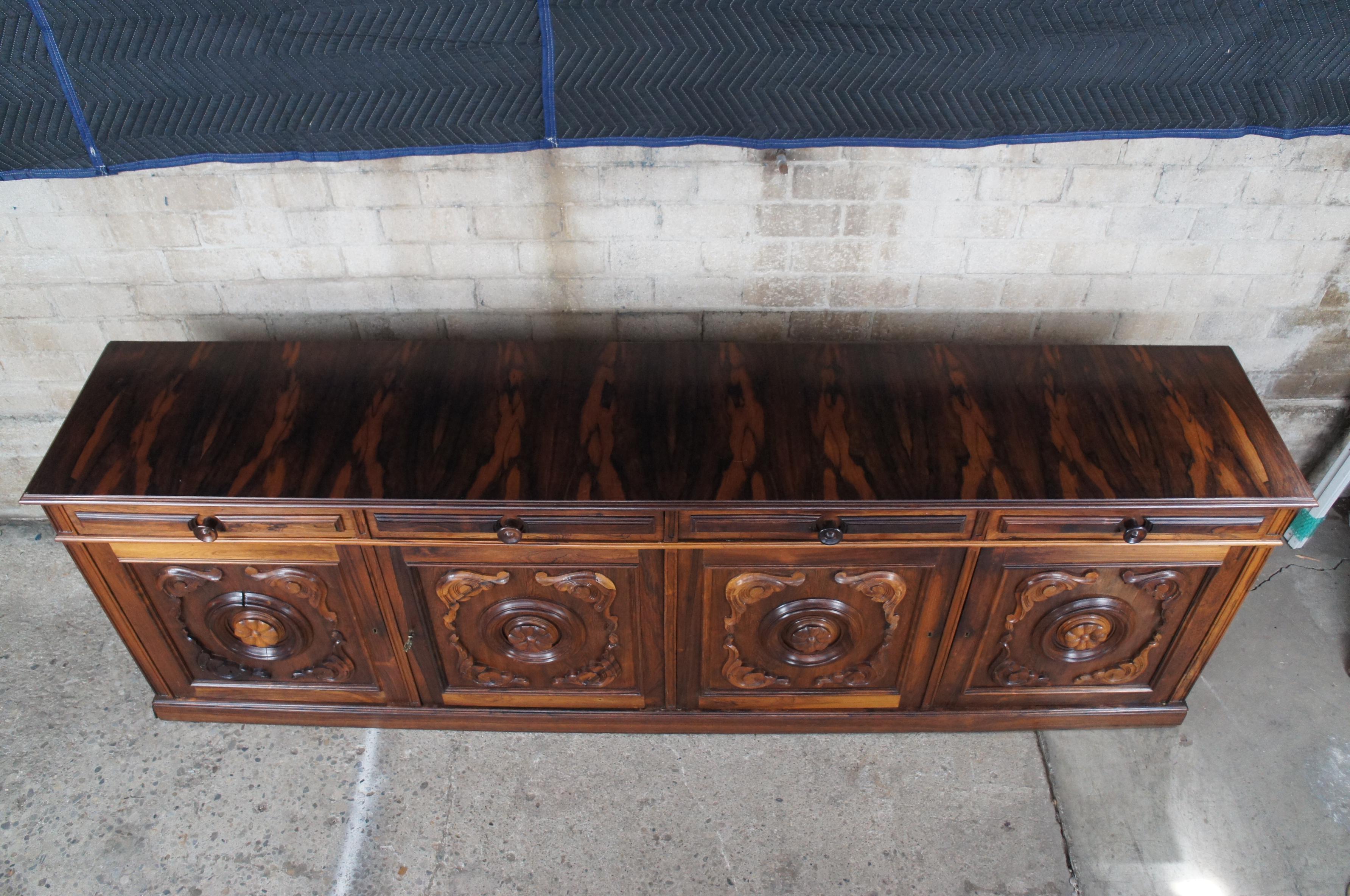 Midcentury Brazilian Rosewood French Provincial Sideboard Console Credenza For Sale 1