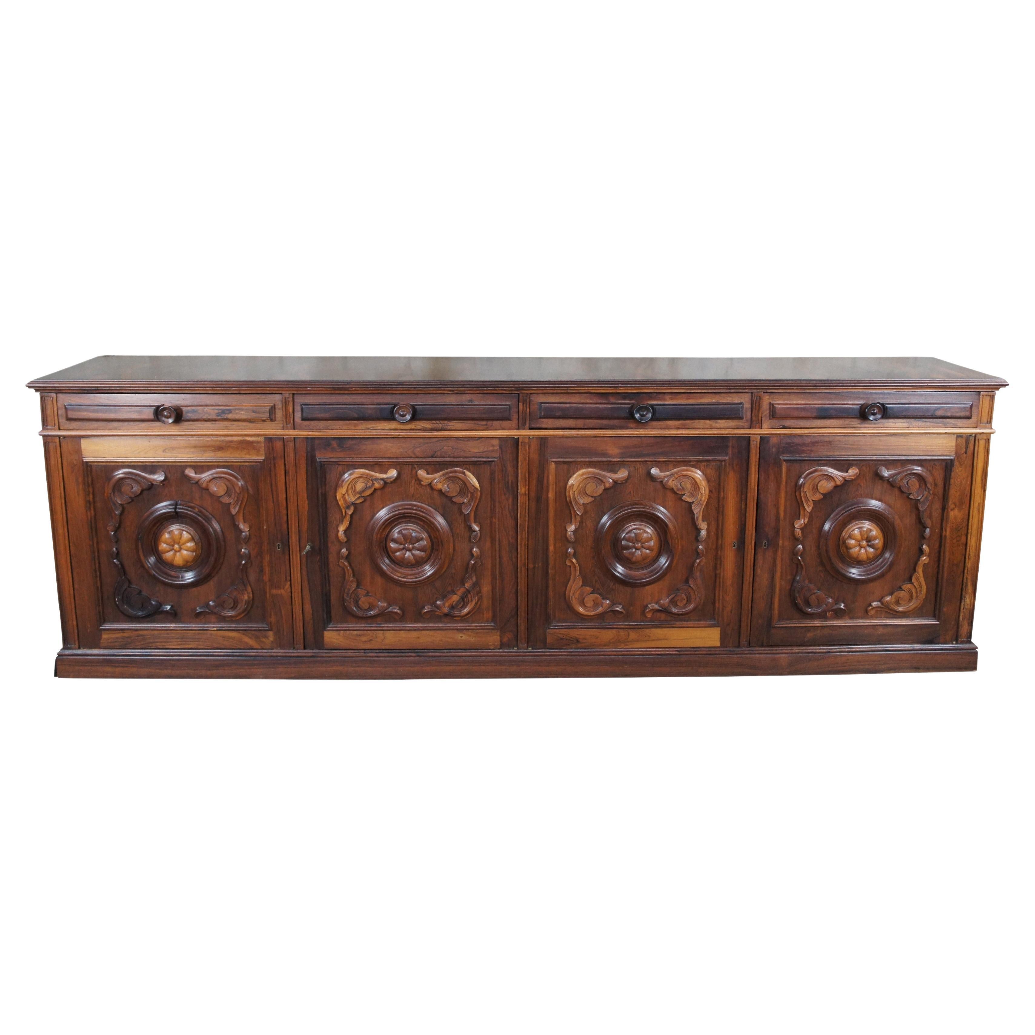Midcentury Brazilian Rosewood French Provincial Sideboard Console Credenza For Sale
