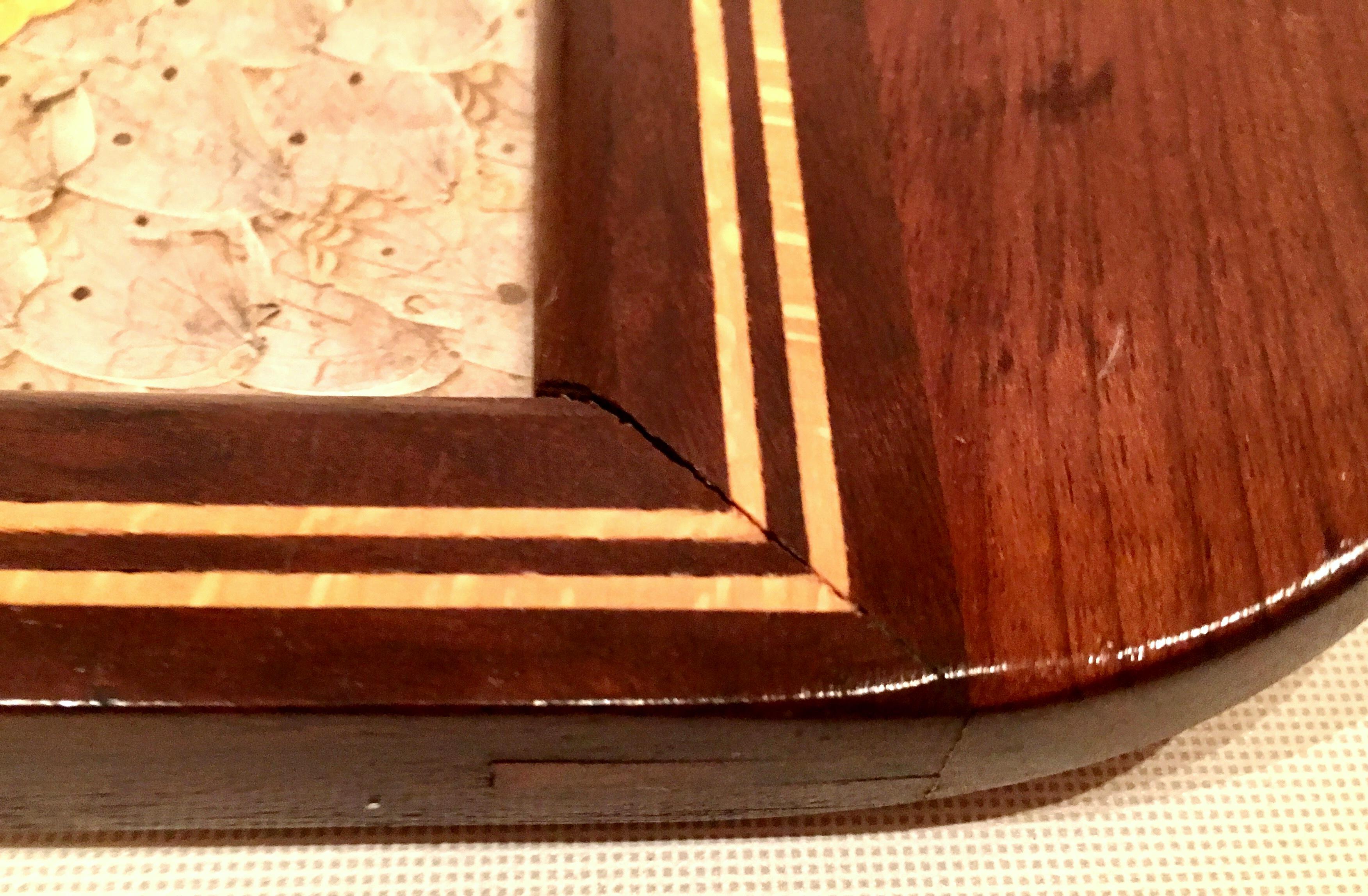 Mid-Century Brazilian Wood & Brass Inlay Pressed Butterfly Tray 1