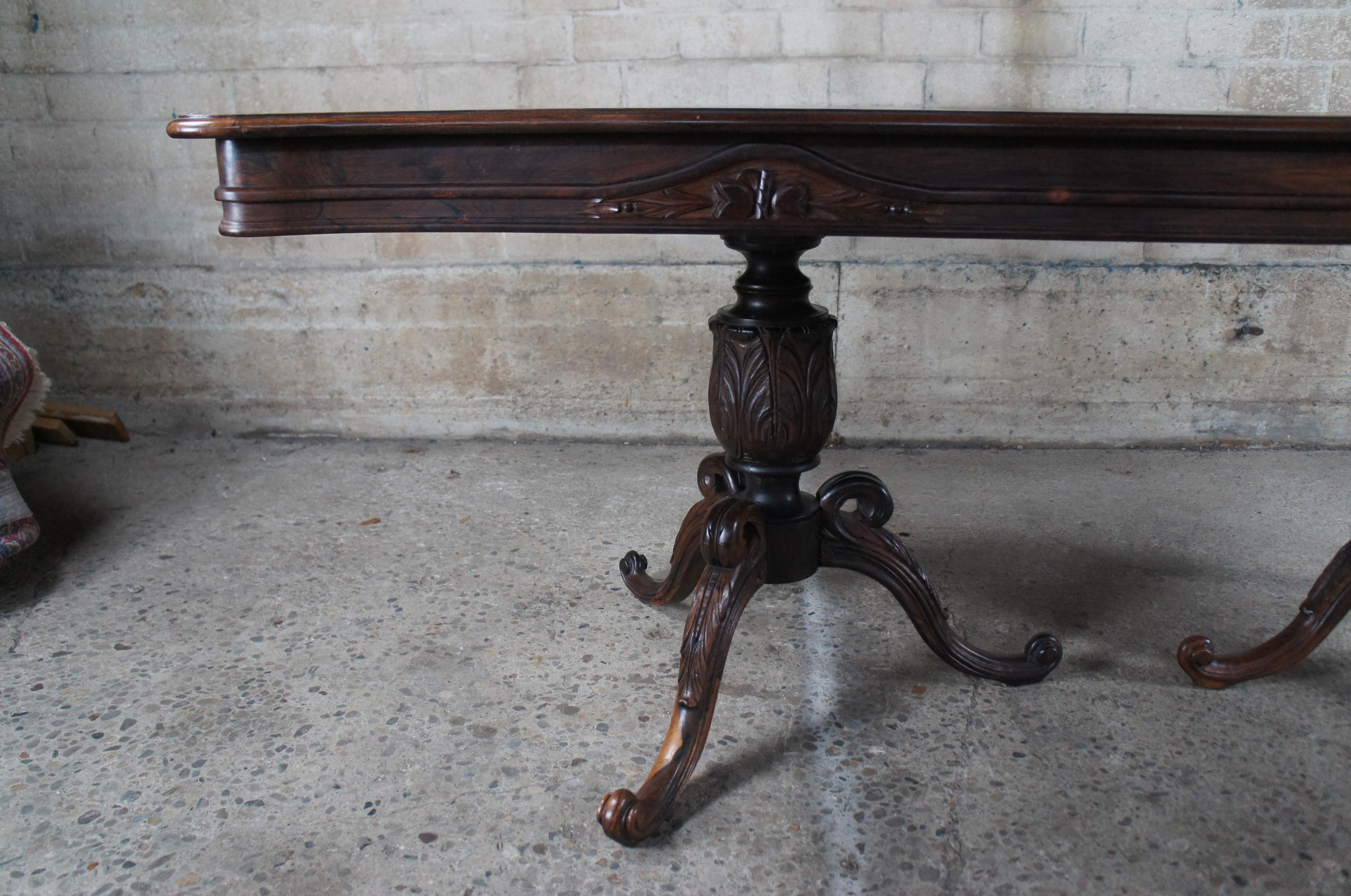 Mid Century Brazillian Rosewood Serpentine French Provincial Dining Table 78
