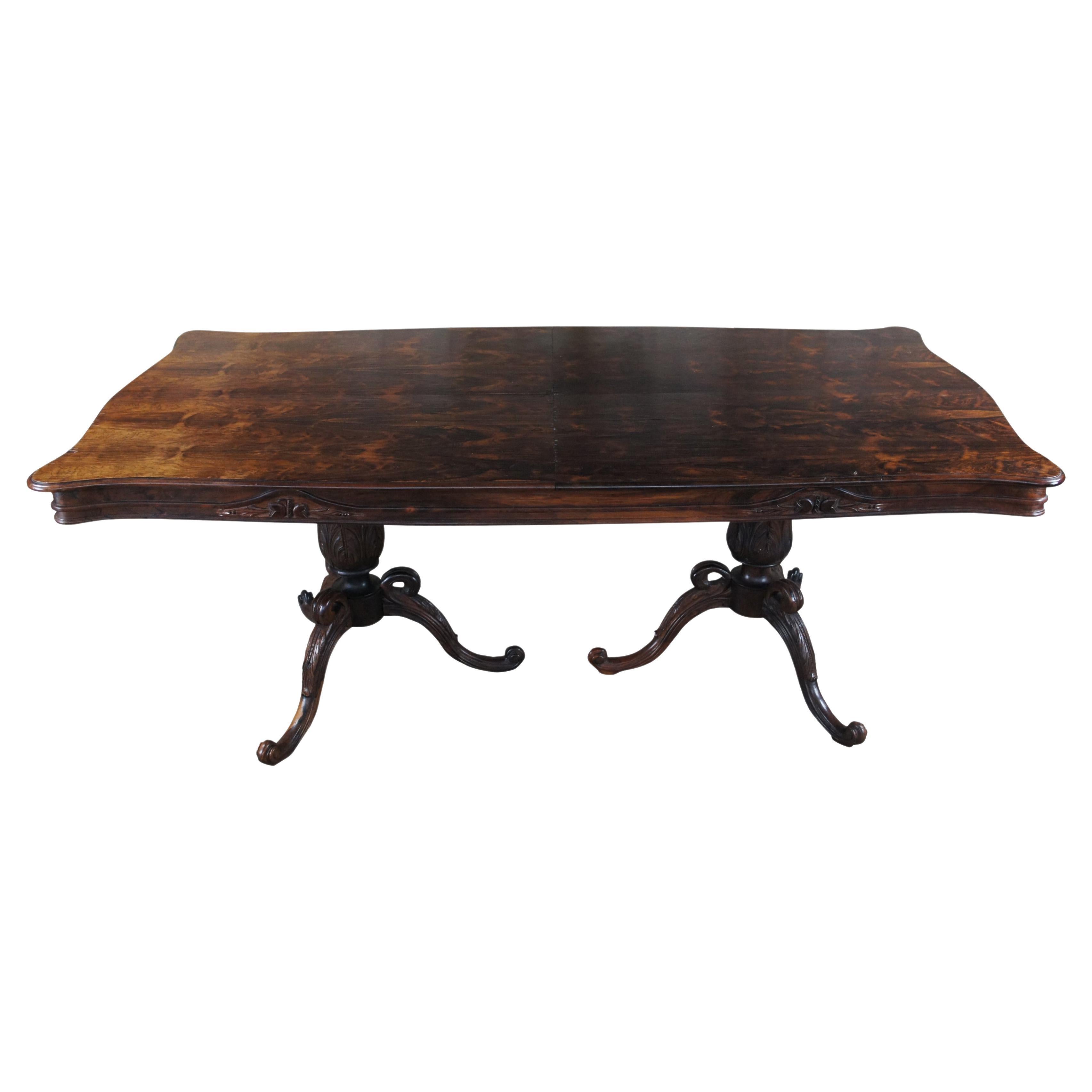 Mid Century Brazillian Rosewood Serpentine French Provincial Dining Table 78" For Sale