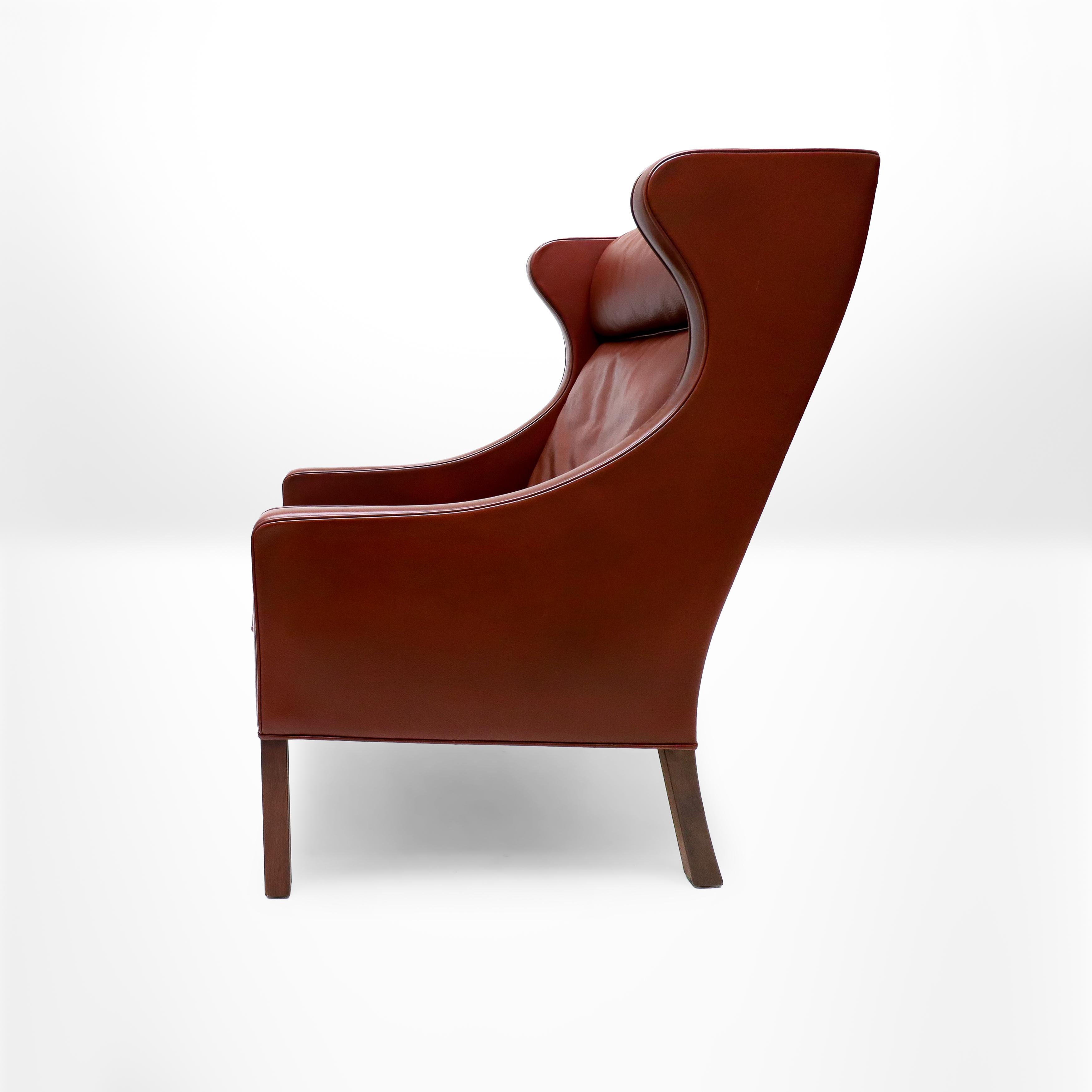 Mid-Century Modern Mid Century Børge Mogensen 2204 Leather Wing Back Armchair for Fredericia For Sale