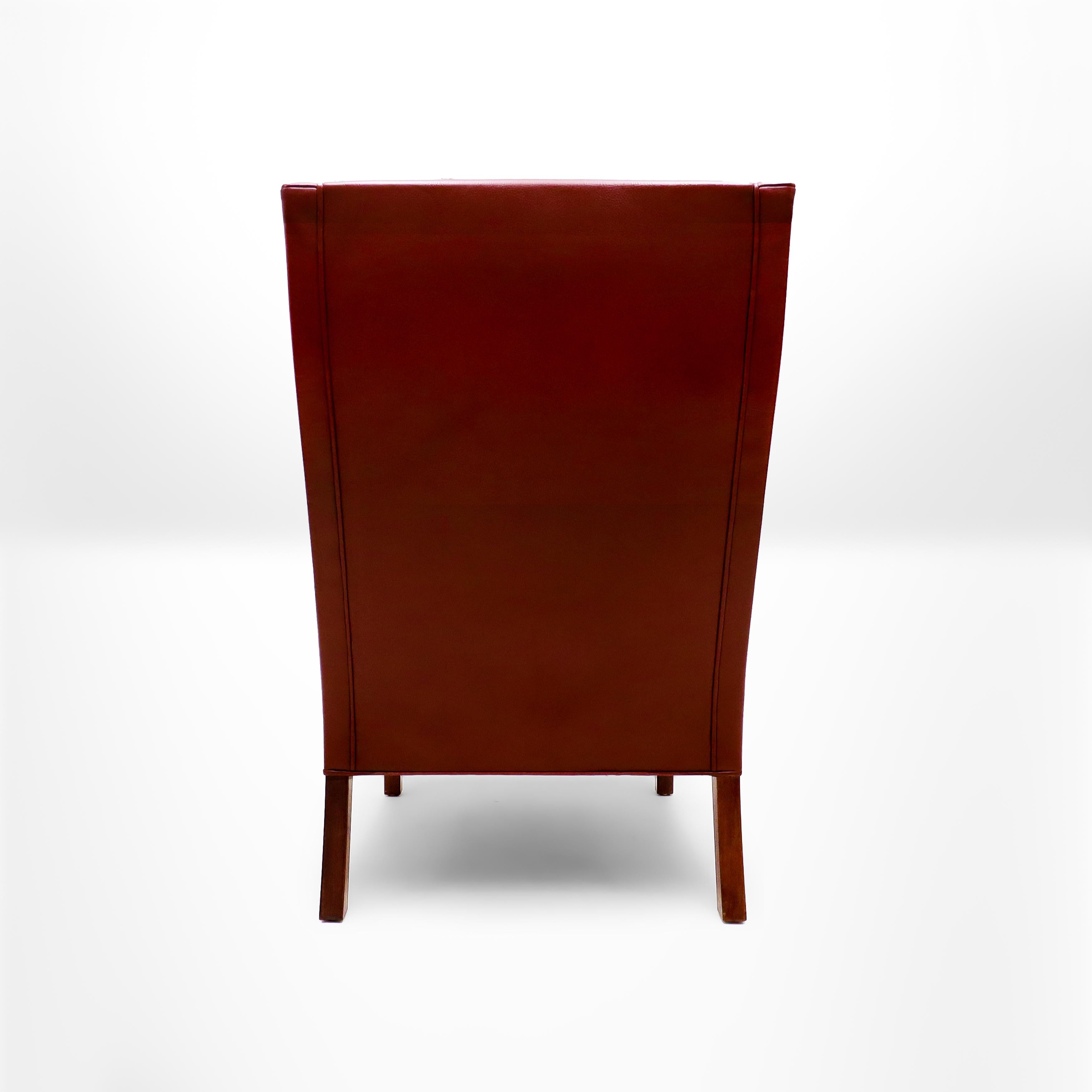Late 20th Century Mid Century Børge Mogensen 2204 Leather Wing Back Armchair for Fredericia For Sale