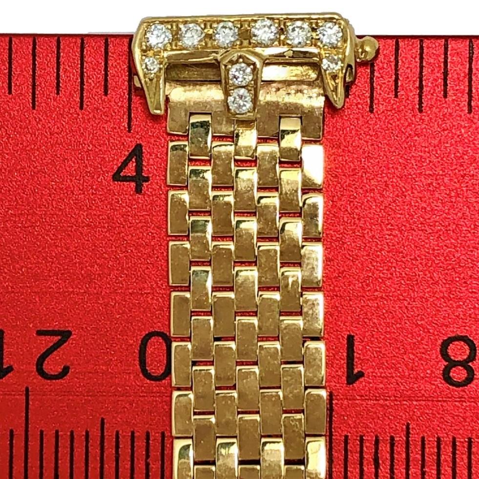 Retro Midcentury Brick Style, Flexible Gold Buckle Ring with Diamonds