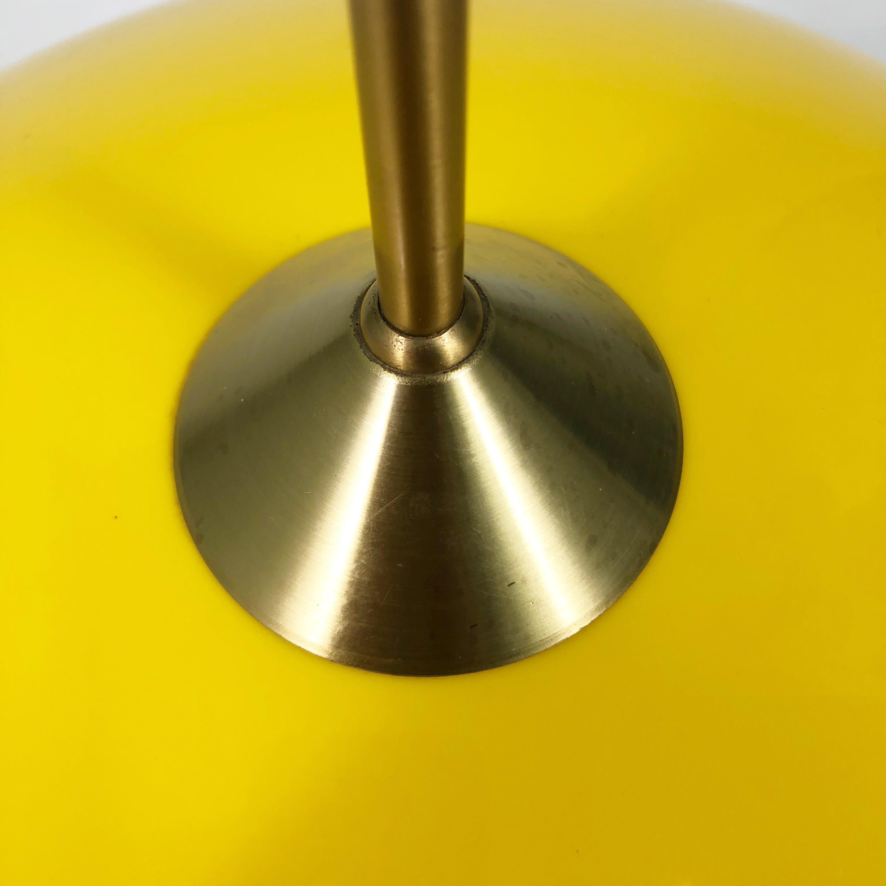 Mid-Century Bright Yellow Lucite Pendant Lamp by Prescolite In Good Condition In Littleton, CO