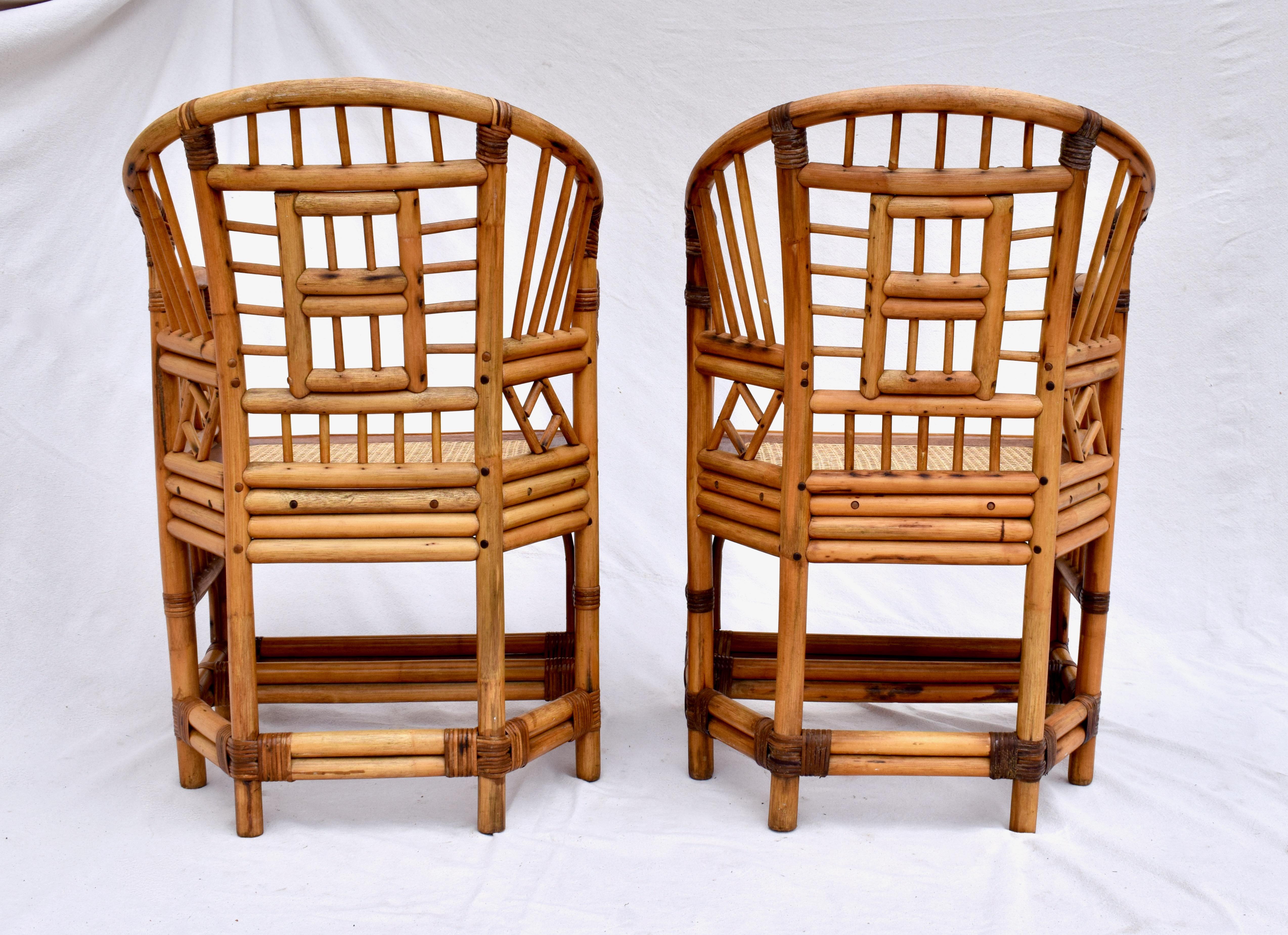 Set Of 4 Midcentury Brighton Pavilion Rattan Caned Chairs In Good Condition In Southampton, NJ