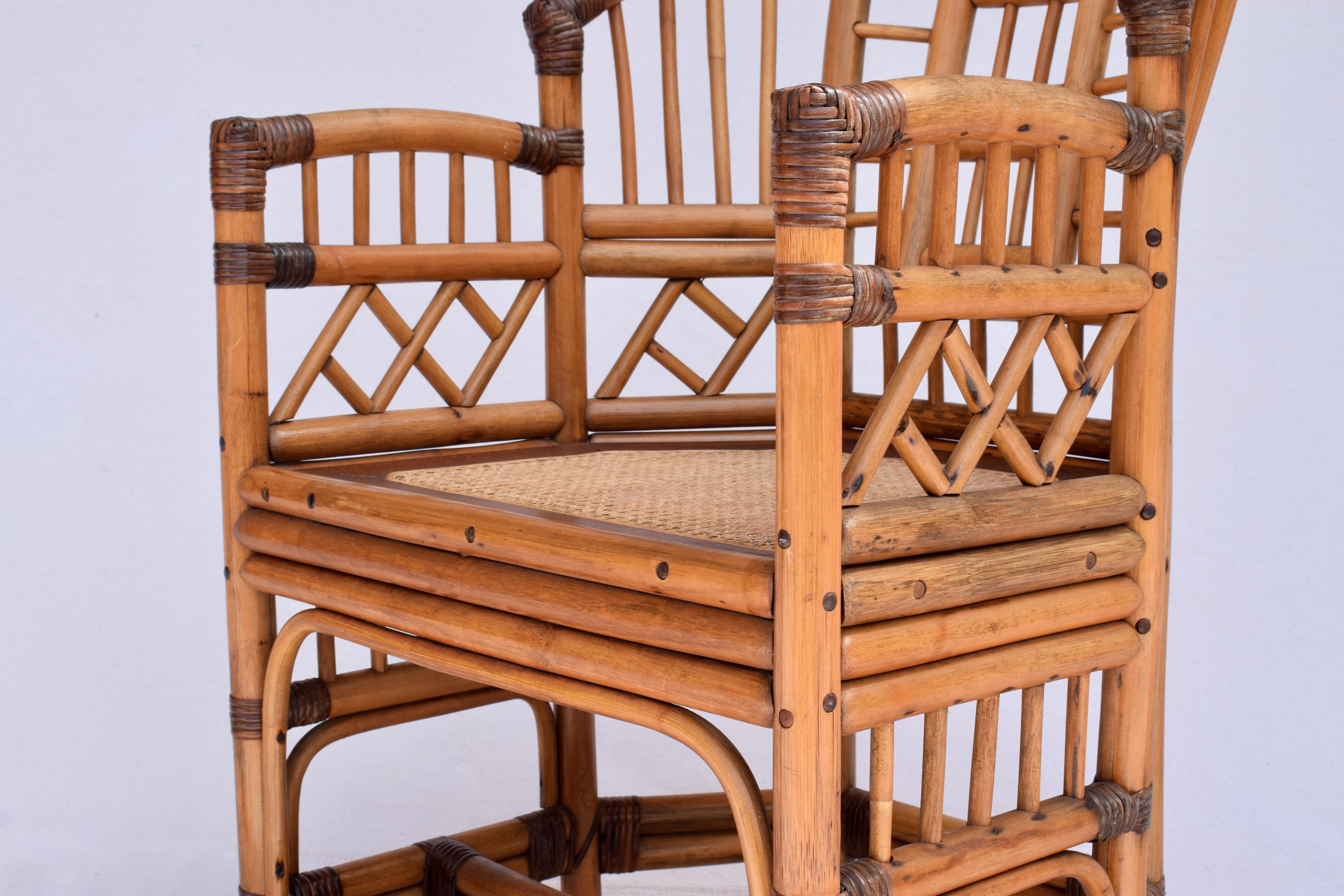 20th Century Set Of 4 Midcentury Brighton Pavilion Rattan Caned Chairs