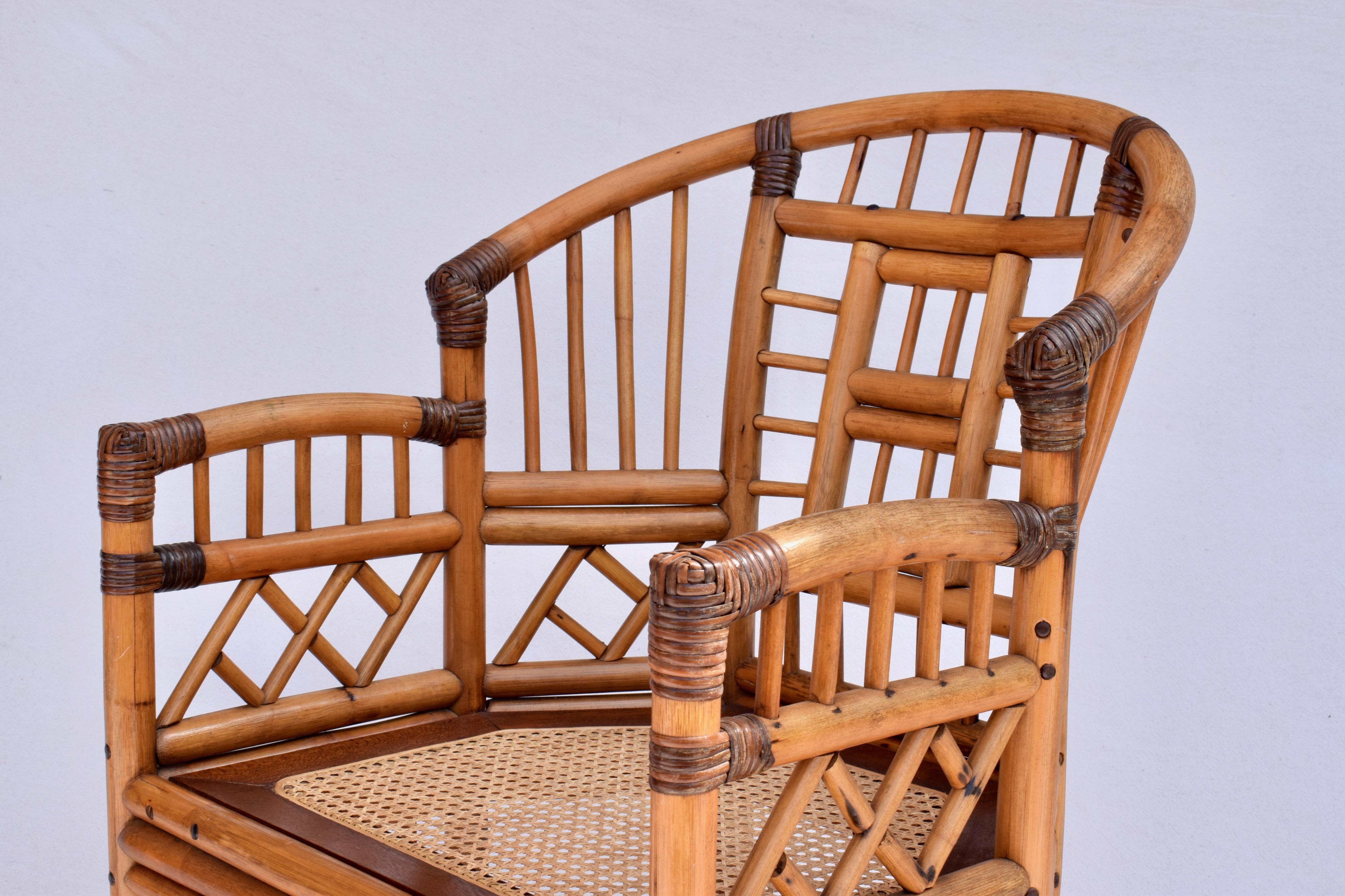 Bamboo Set Of 4 Midcentury Brighton Pavilion Rattan Caned Chairs